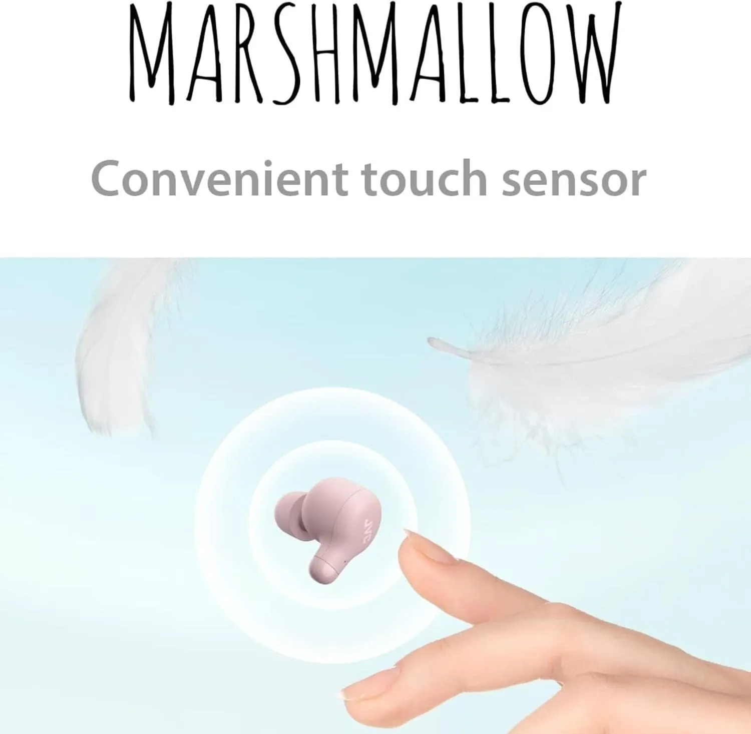 JVC Marshmallow True Wireless Earbuds - Bluetooth 5.3 in-Ear Earbud Headphones for iPhone/Android - IPX4 Water Resistant - 28 Hr Playtime with Compact Charging Case, S/M/L Memory Foam Earpieces, Mic