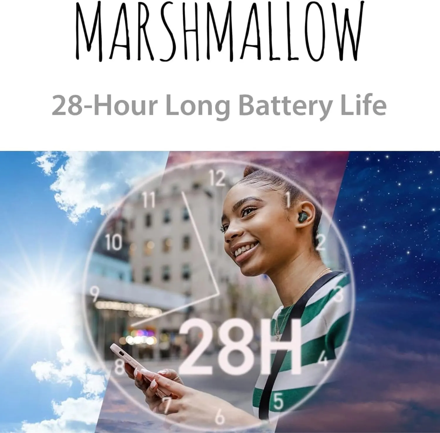 JVC Marshmallow True Wireless Earbuds - Bluetooth 5.3 in-Ear Earbud Headphones for iPhone/Android - IPX4 Water Resistant - 28 Hr Playtime with Compact Charging Case, S/M/L Memory Foam Earpieces, Mic