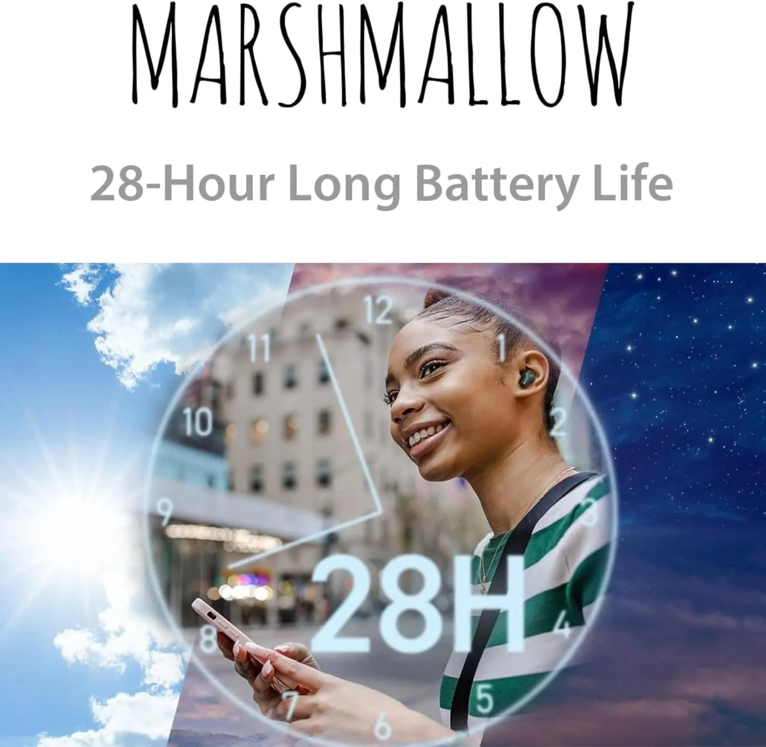 JVC Marshmallow True Wireless Earbuds - Bluetooth 5.3 in-Ear Earbud Headphones for iPhone/Android - IPX4 Water Resistant - 28 Hr Playtime with Compact Charging Case, S/M/L Memory Foam Earpieces, Mic