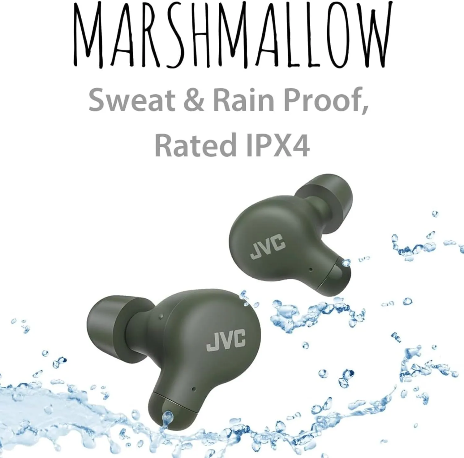 JVC Marshmallow True Wireless Earbuds - Bluetooth 5.3 in-Ear Earbud Headphones for iPhone/Android - IPX4 Water Resistant - 28 Hr Playtime with Compact Charging Case, S/M/L Memory Foam Earpieces, Mic