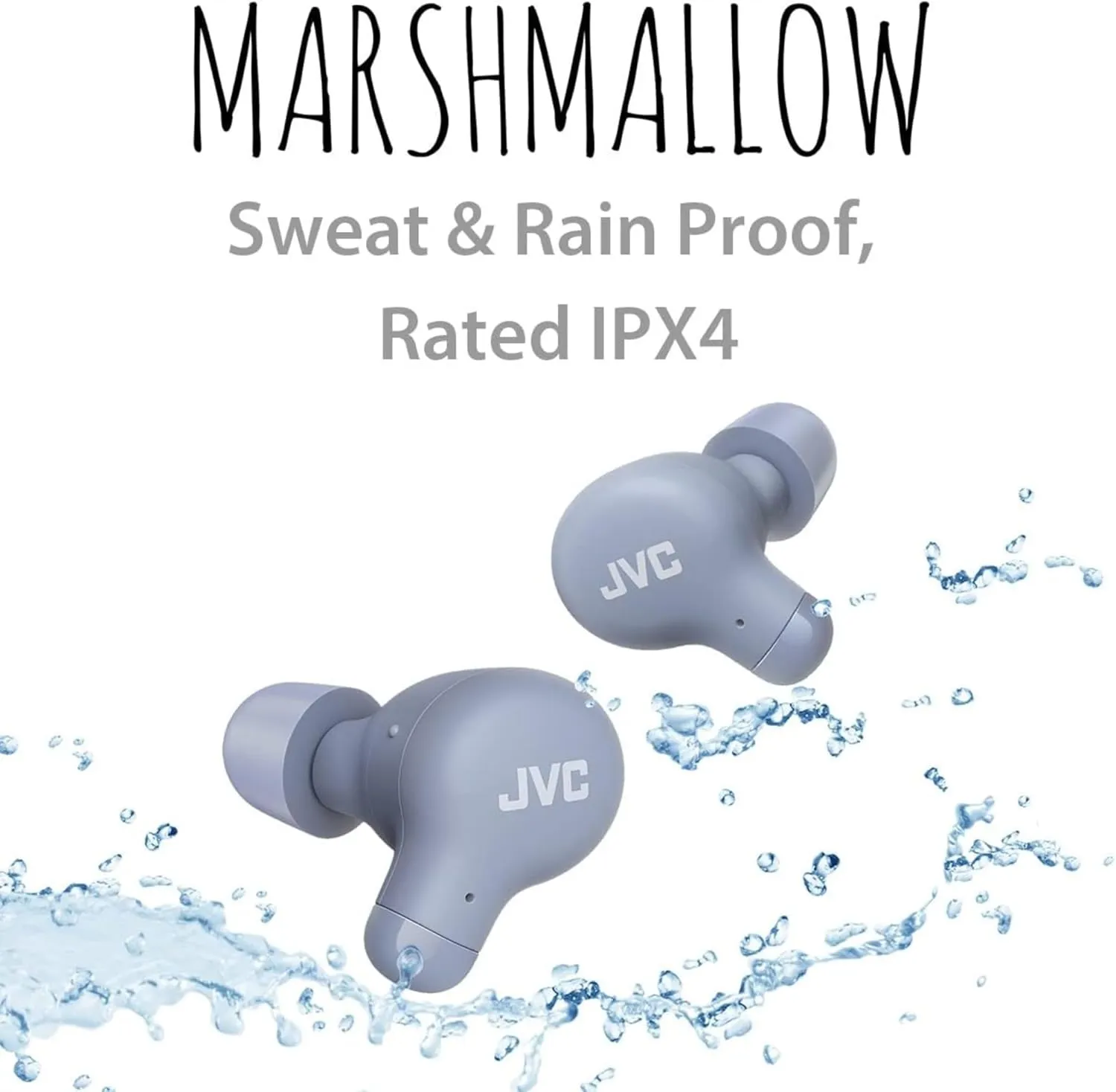 JVC Marshmallow True Wireless Earbuds - Bluetooth 5.3 in-Ear Earbud Headphones for iPhone/Android - IPX4 Water Resistant - 28 Hr Playtime with Compact Charging Case, S/M/L Memory Foam Earpieces, Mic