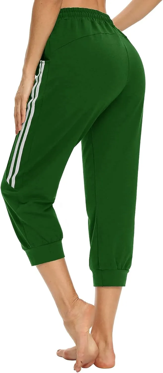 KaiDi Women's Capri Sweatpants - Casual Capri Pants with Pockets, Drawstring Workout Sweatpants for Yoga
