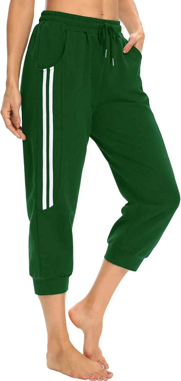 KaiDi Women's Capri Sweatpants - Casual Capri Pants with Pockets, Drawstring Workout Sweatpants for Yoga