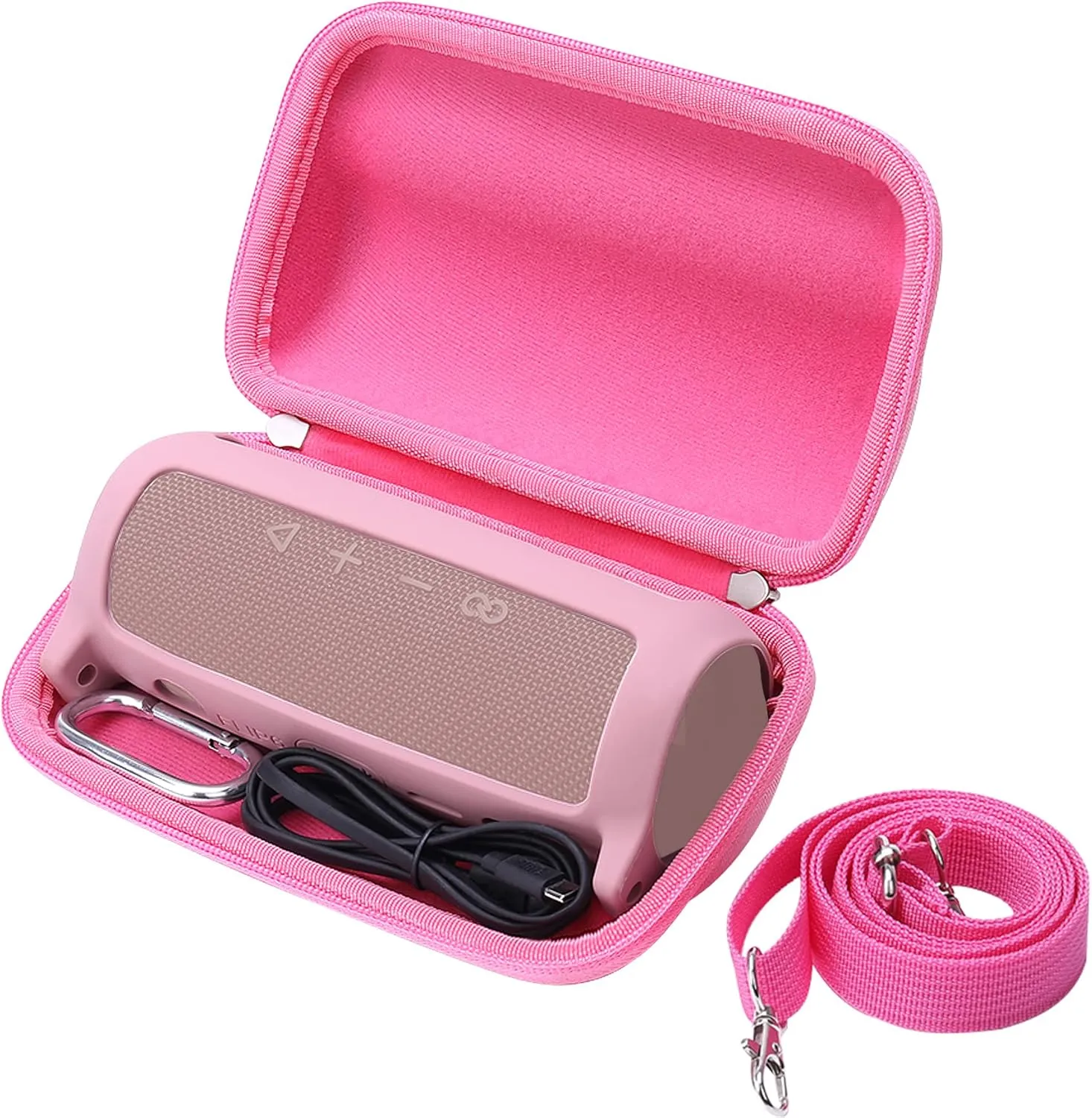 Khanka Hard Travel Case   Silicone Case Replacement for JBL Flip 6 Waterproof Portable Bluetooth Speaker (Pink)