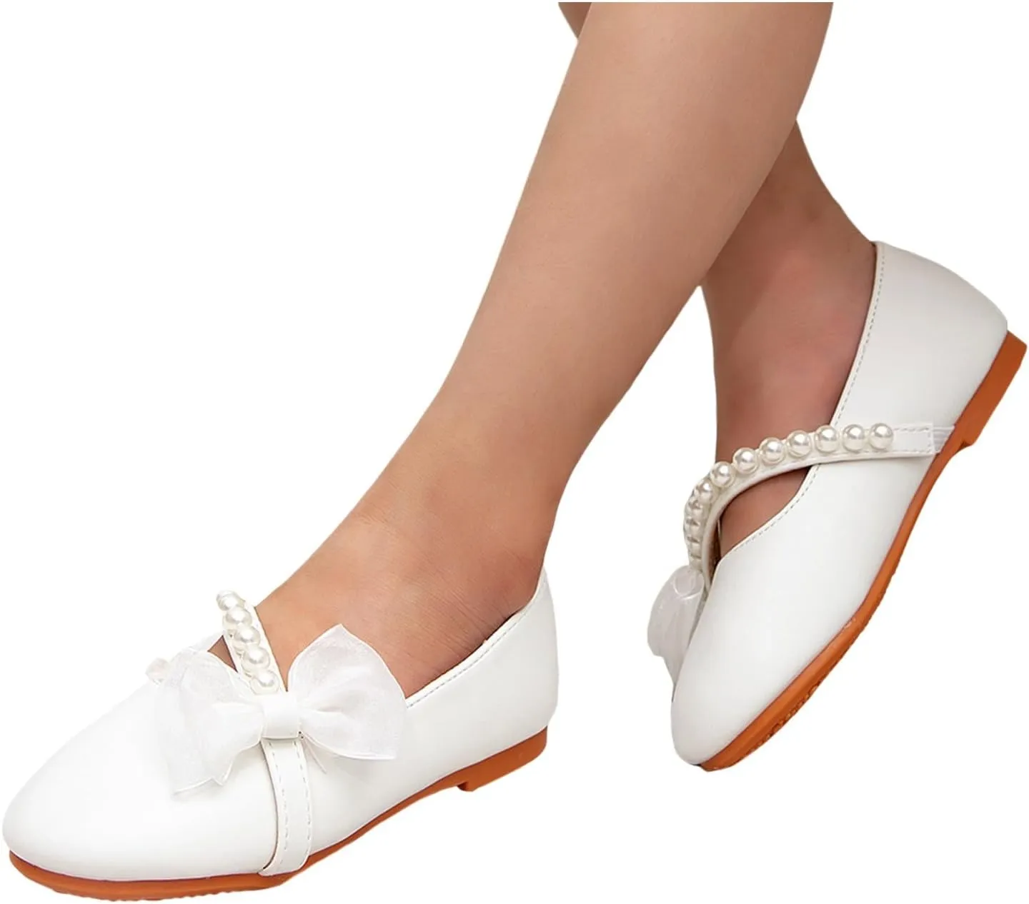 Kids Clear Glitter Jelly Sandal Girls White Princess Shoes Round Toe Cute Children's Shoes Little Girl Bow Pearl Flat