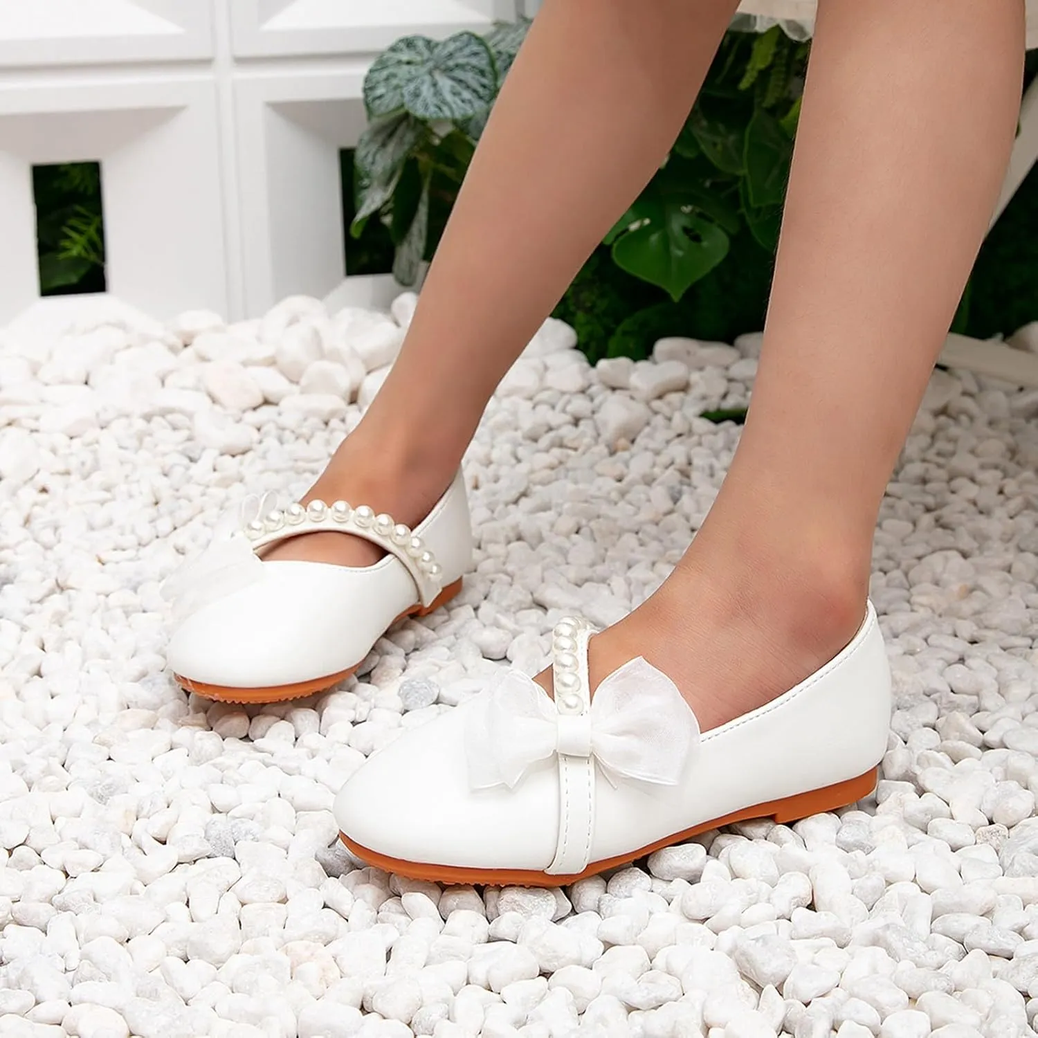 Kids Clear Glitter Jelly Sandal Girls White Princess Shoes Round Toe Cute Children's Shoes Little Girl Bow Pearl Flat