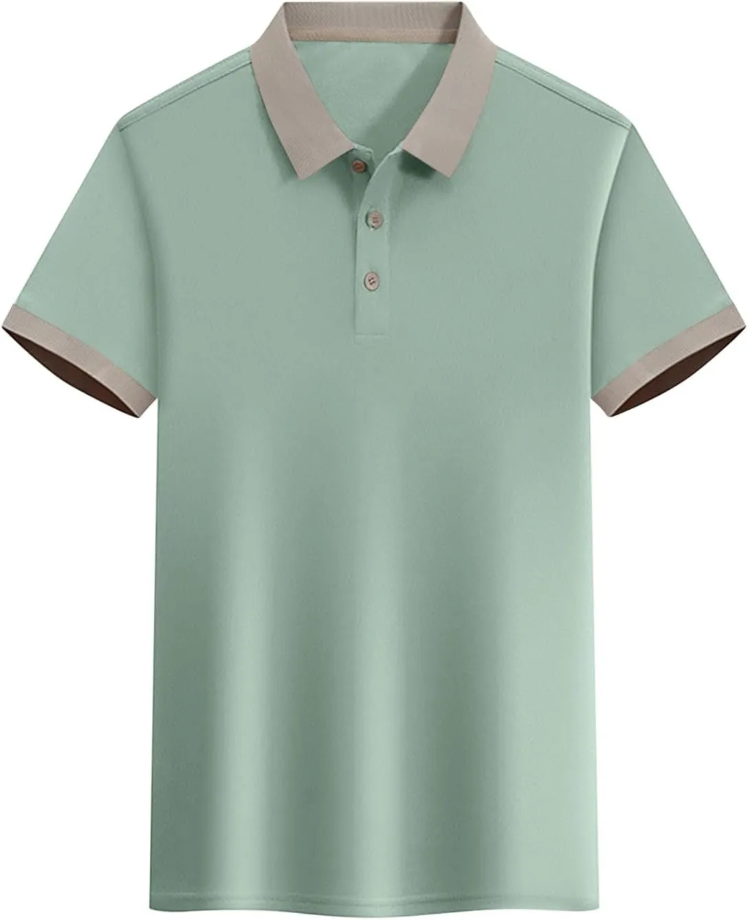 Korean Style Color Block Polo Shirts Mens Slim Fit Golf Tee Tops Summer Short Sleeve Button Collared Athletic Blouse