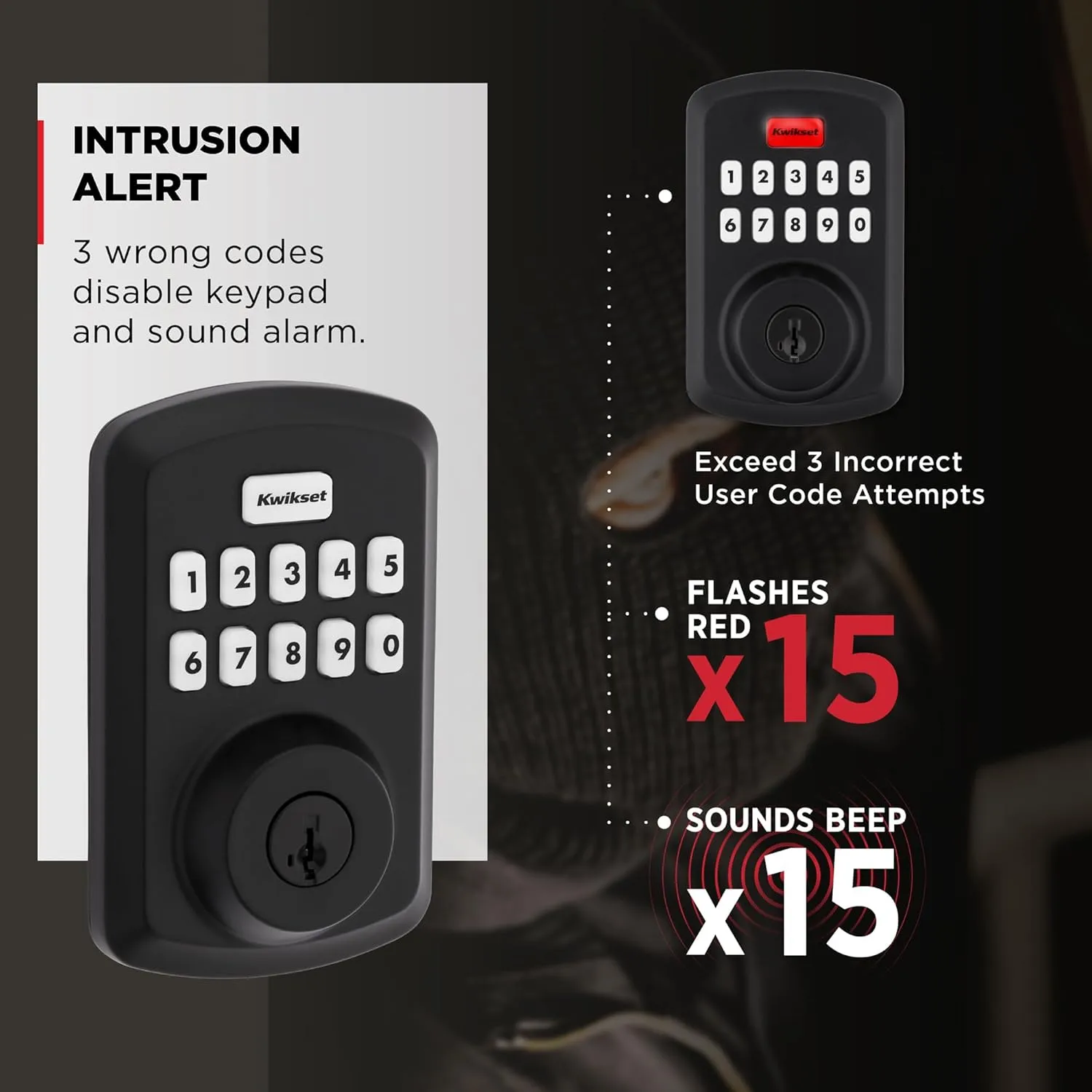 Kwikset Powerbolt 250 10-Button Keypad Matte Black Transitional Electronic Deadbolt Door Lock, Featuring Convenient keyless Entry, Customizable User Codes and auto Locking