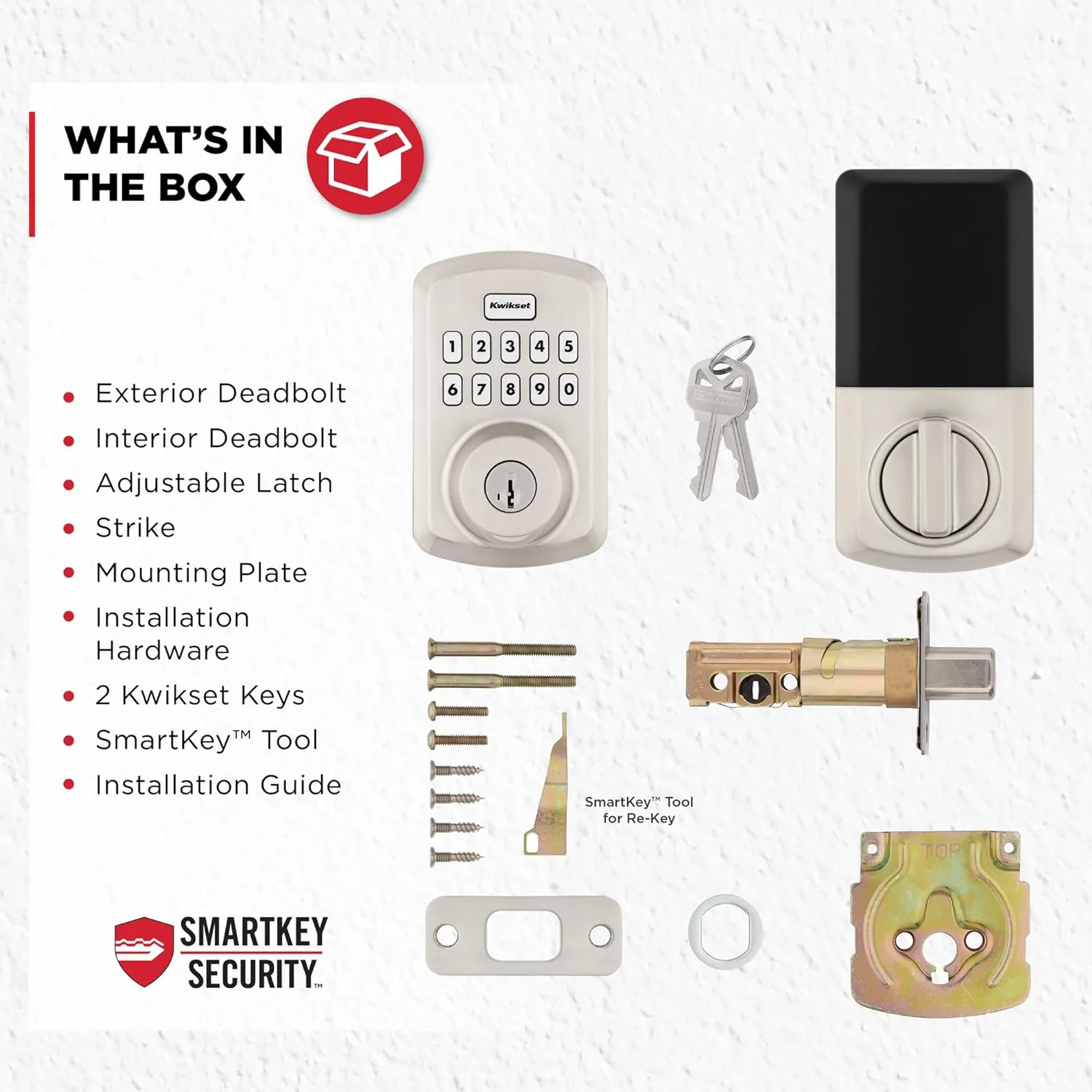 Kwikset Powerbolt 250 10-Button Keypad Satin Nickel Transitional Electronic Deadbolt Door Lock, Featuring Convenient keyless Entry, Customizable User Codes and auto Locking
