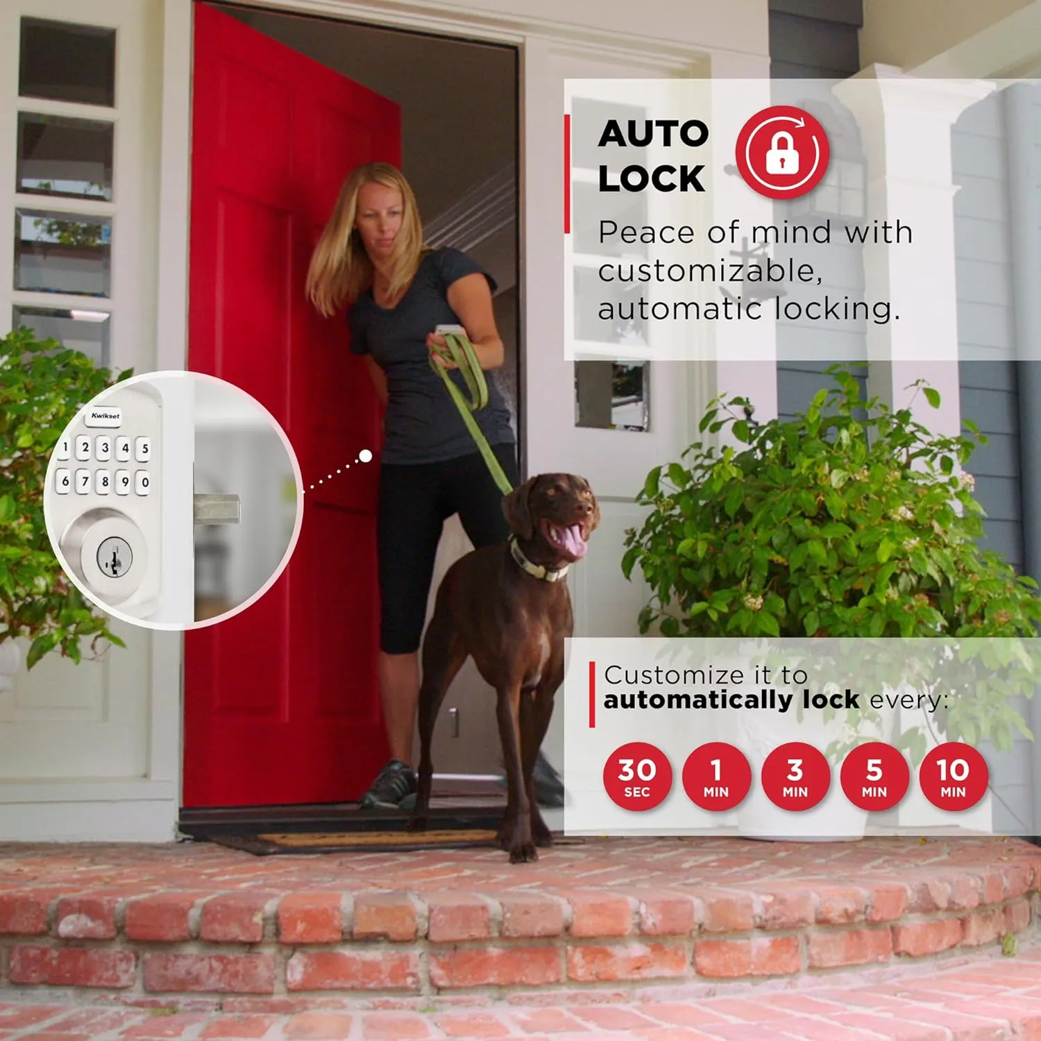 Kwikset Powerbolt 250 10-Button Keypad Satin Nickel Transitional Electronic Deadbolt Door Lock, Featuring Convenient keyless Entry, Customizable User Codes and auto Locking