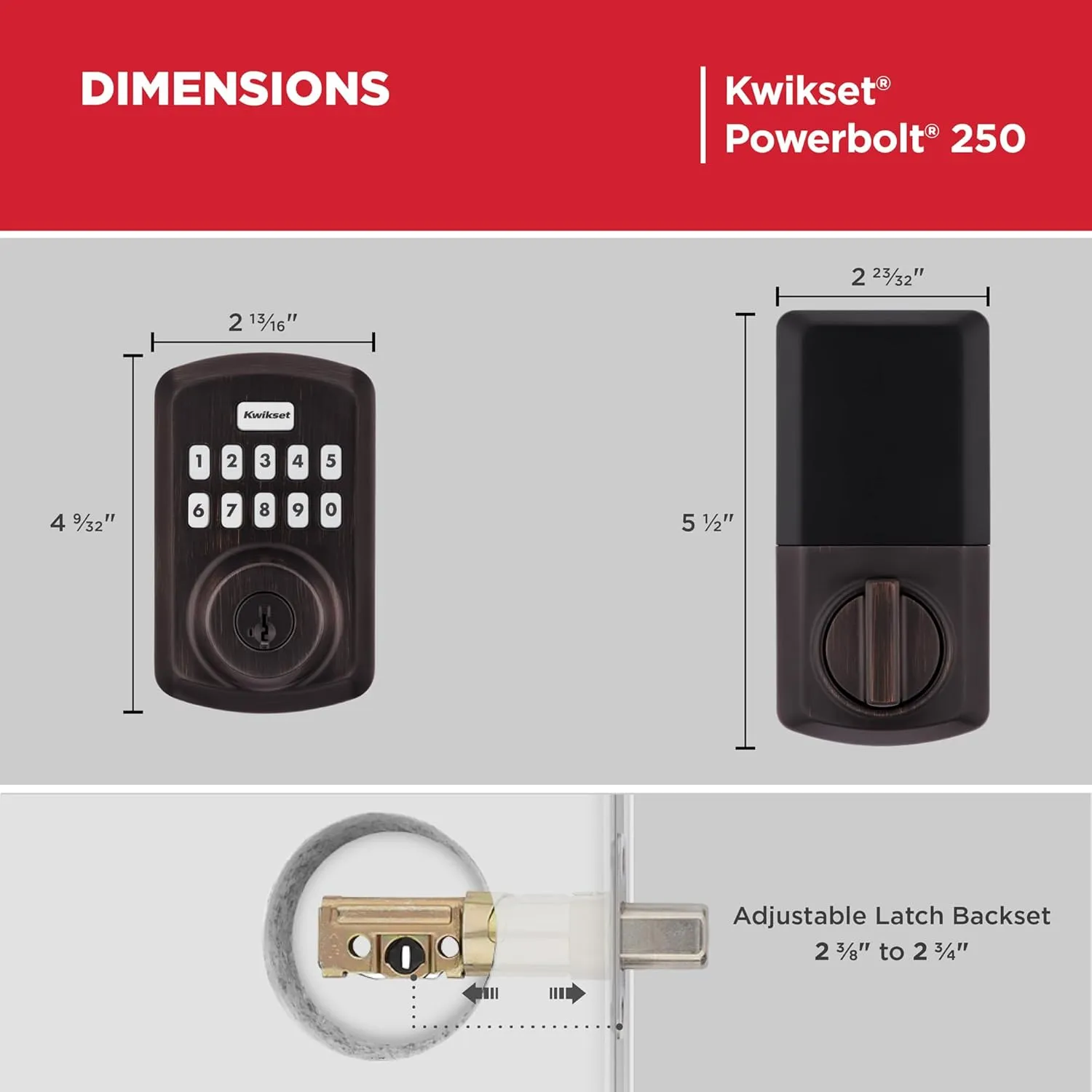 Kwikset Powerbolt 250 10-Button Keypad Venetian Bronze Transitional Electronic Deadbolt Door Lock, Featuring Convenient Keyless Entry, Customizable User Codes and Auto Locking