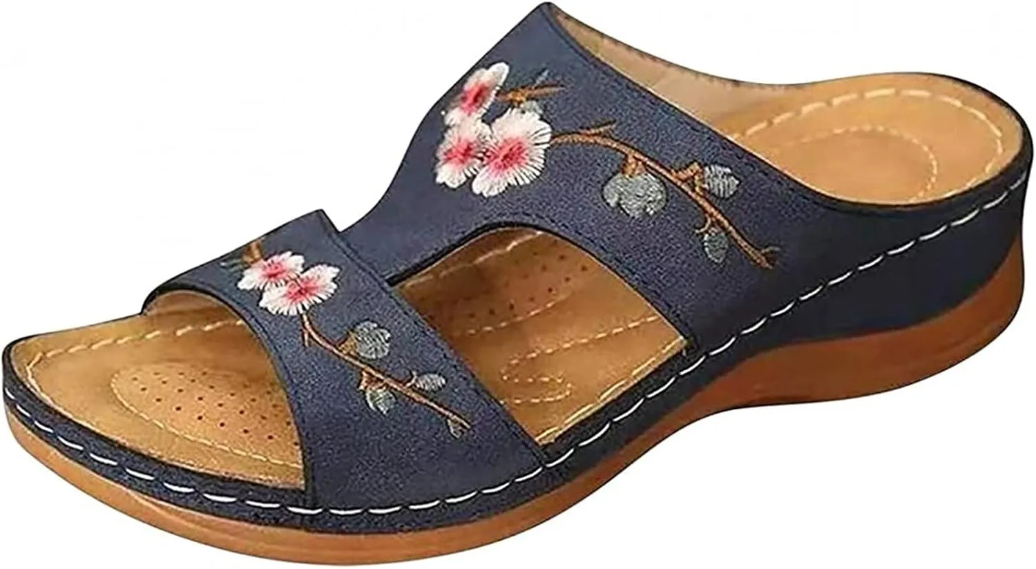 Ladmiple Orthopedic Sandals For Women Plantar Fasciitis Arch Heel Support Fashion Comfortable Slip On Orthotic Slides
