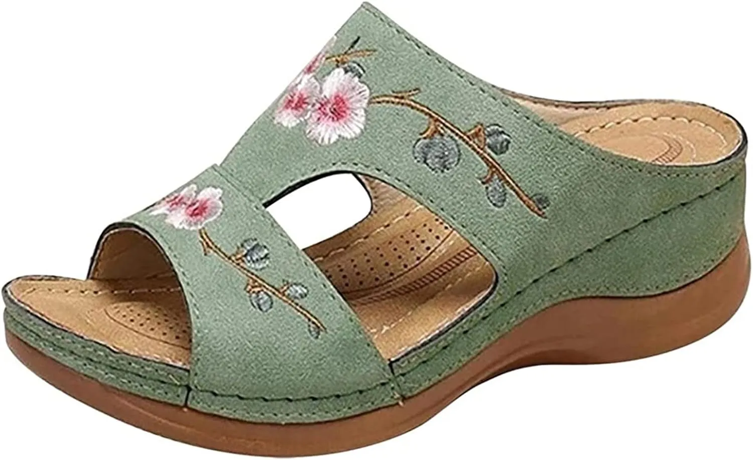 Ladmiple Orthopedic Sandals For Women Plantar Fasciitis Arch Heel Support Fashion Comfortable Slip On Orthotic Slides