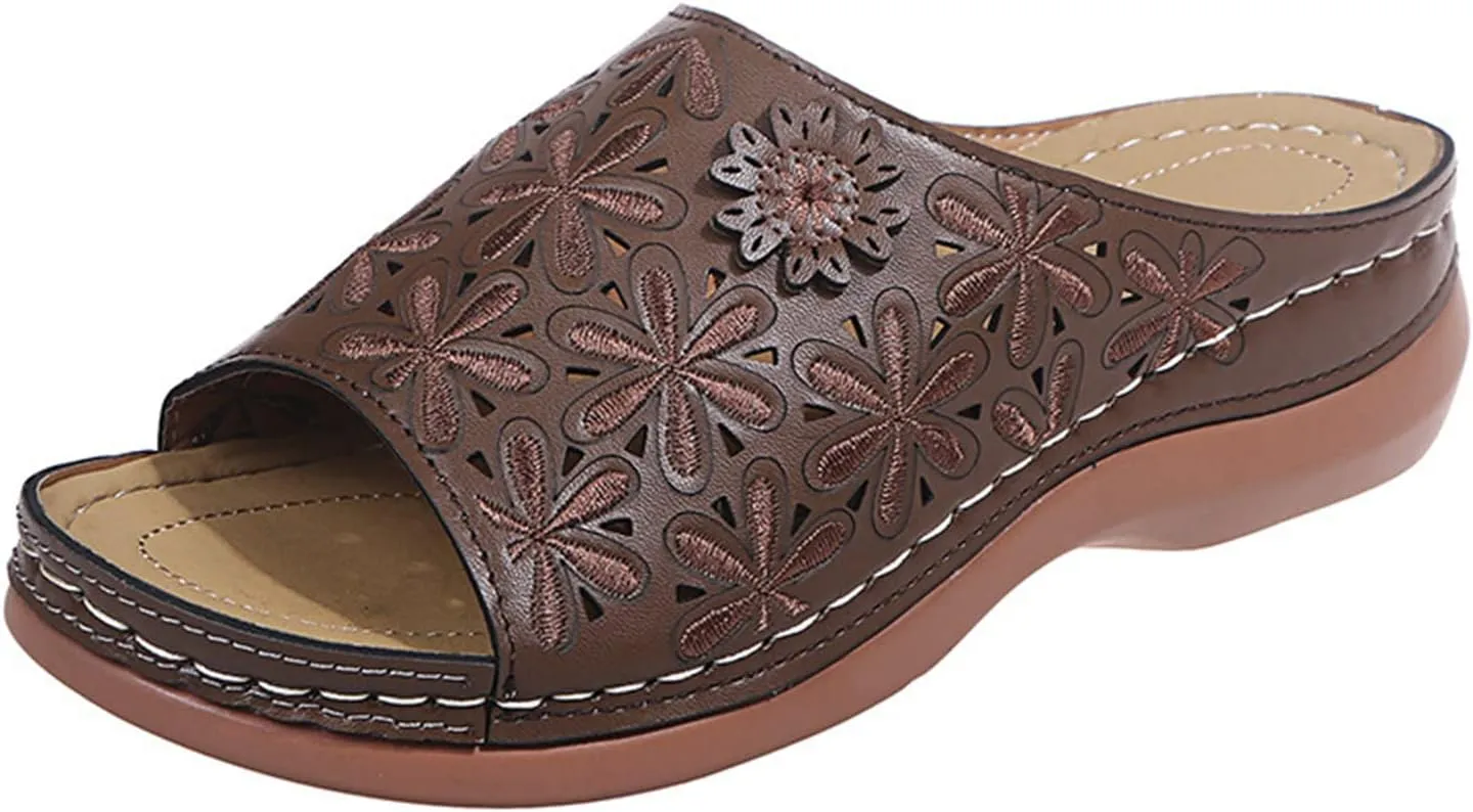 Ladmiple Orthotic Sandals For Women Wide Width Walking Slippers with Arch Support Dressy Summer Slip On Orthopedic Flip Flops