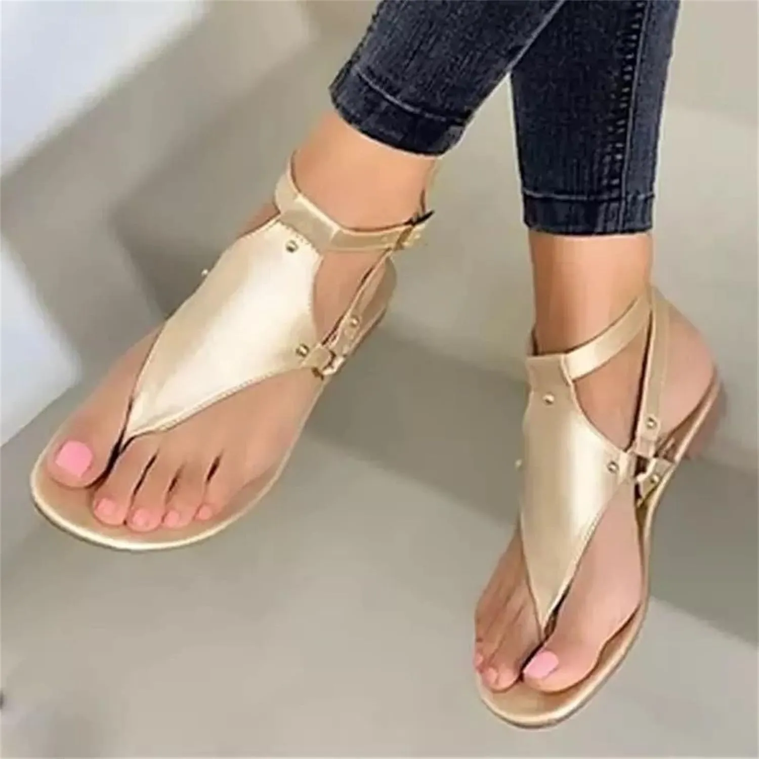 Ladmiple Sandals for Women Dressy,Womens Summer 2023 Flip Flops Gladiator Strappy Sandal Casual Roman Beach Flat Shoes
