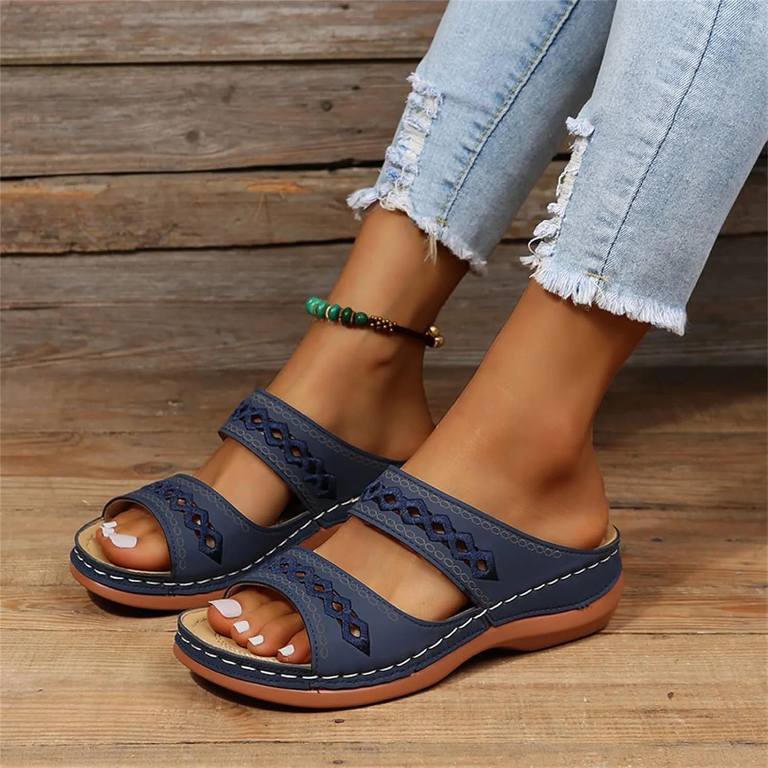 Ladmiple Sandals Women Beach Cute Orthotic Slides Comfortable Dressy Summer Walking Orthopedic Flip Flops with Arch Support