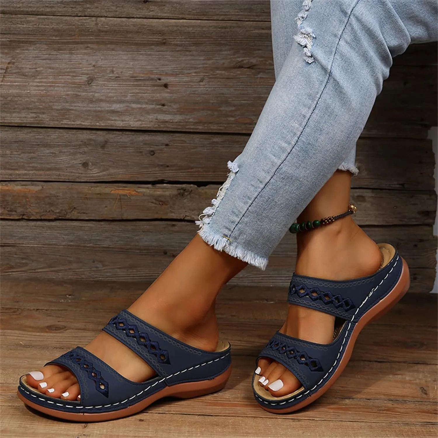 Ladmiple Sandals Women Beach Cute Orthotic Slides Comfortable Dressy Summer Walking Orthopedic Flip Flops with Arch Support