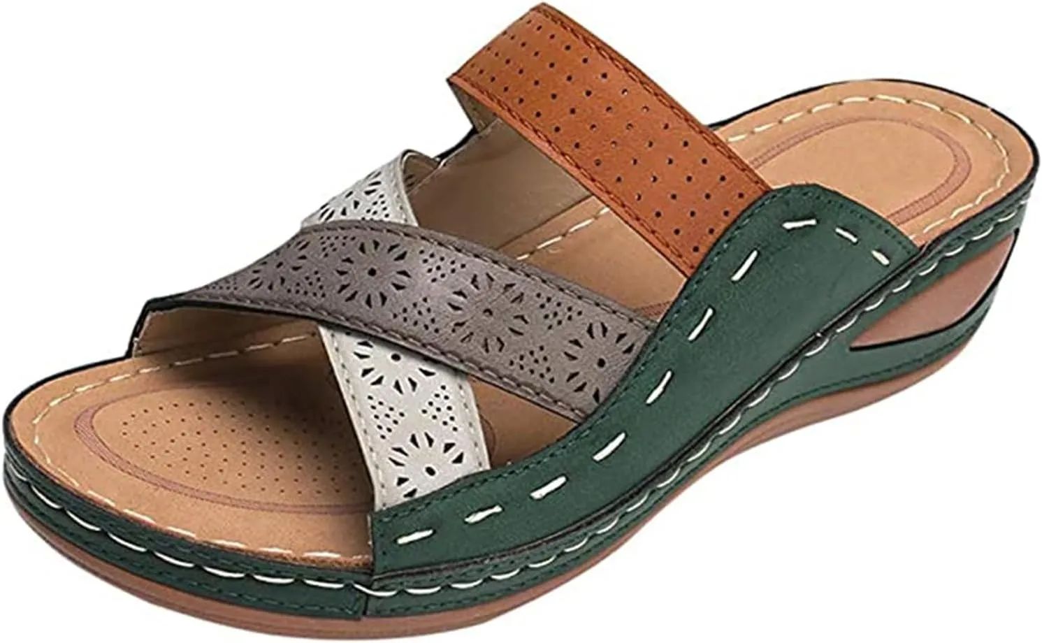 Ladmiple Sandals Women Comfortable Walking Fashion Orthotic Slides Athletic Sandals Slip On Slippers With Arch Support