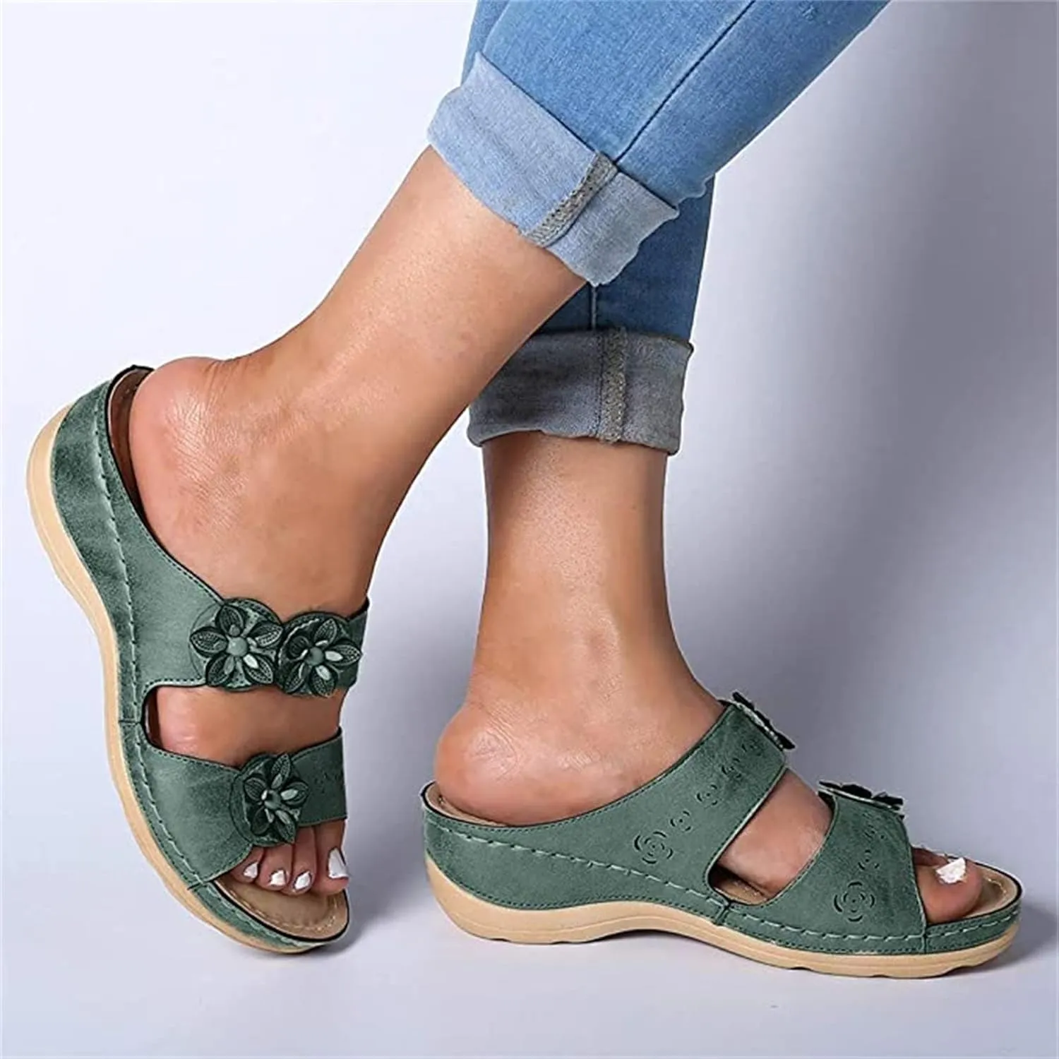 Ladmiple Sandals Women Dressy Summer Flat Arch Support Comfort Walking Open Toe Orthotic Slides Orthopedic Flip Flops 2024