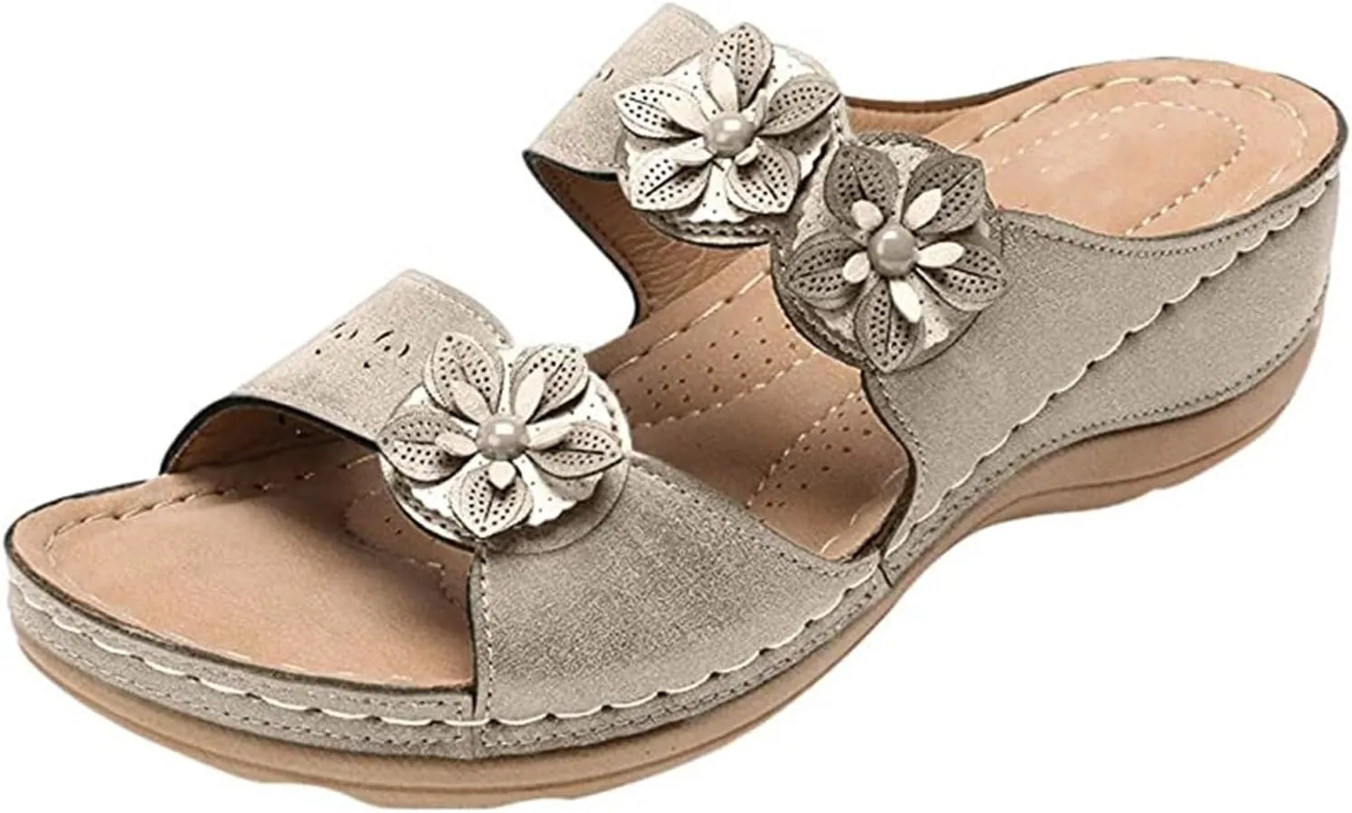 Ladmiple Sandals Women Dressy Summer Flat Arch Support Comfort Walking Open Toe Orthotic Slides Orthopedic Flip Flops 2024