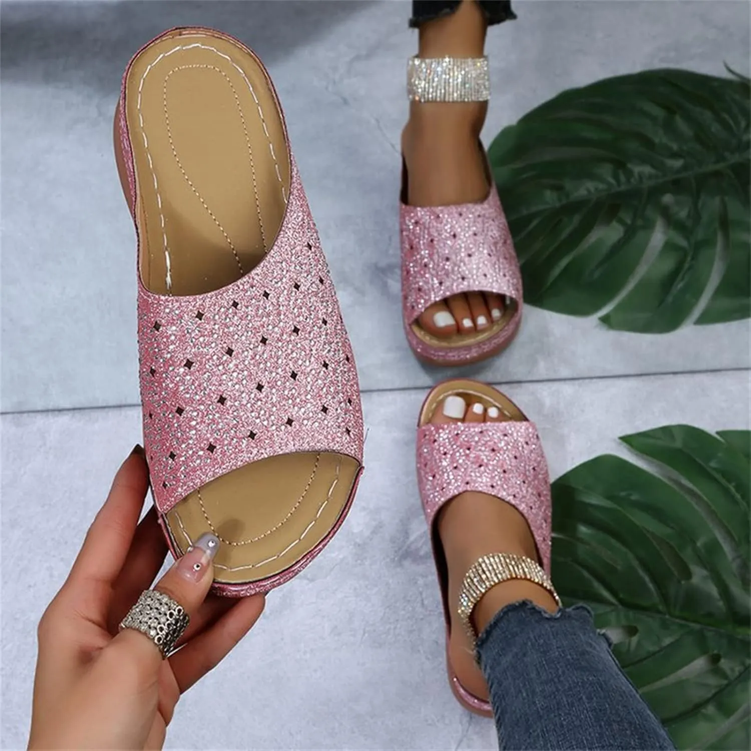 Ladmiple Sandals Women Fashion Dressy Summer Casual Arch Support Orthopedic Flip Flops Soft Comfortable Orthotic Slides 2024