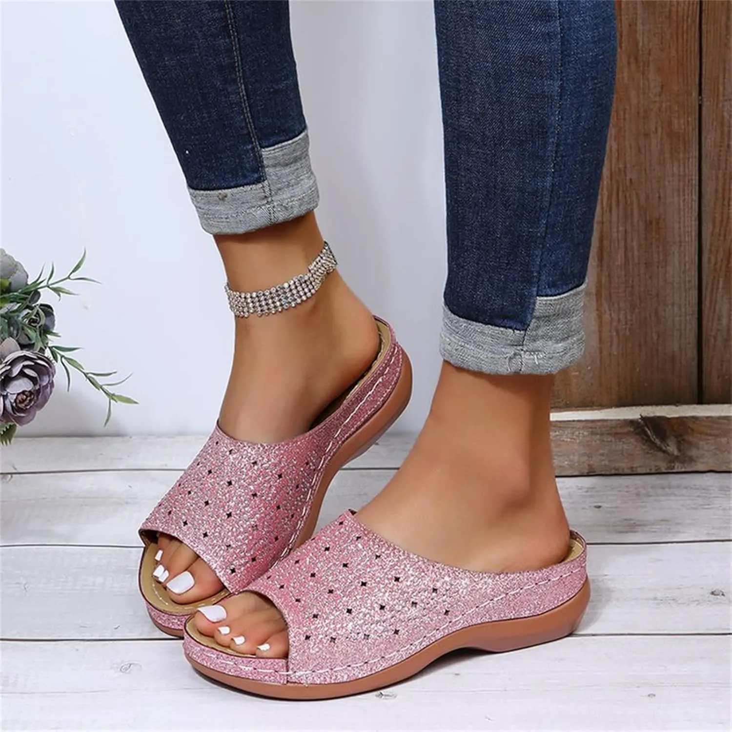 Ladmiple Sandals Women Fashion Dressy Summer Casual Arch Support Orthopedic Flip Flops Soft Comfortable Orthotic Slides 2024