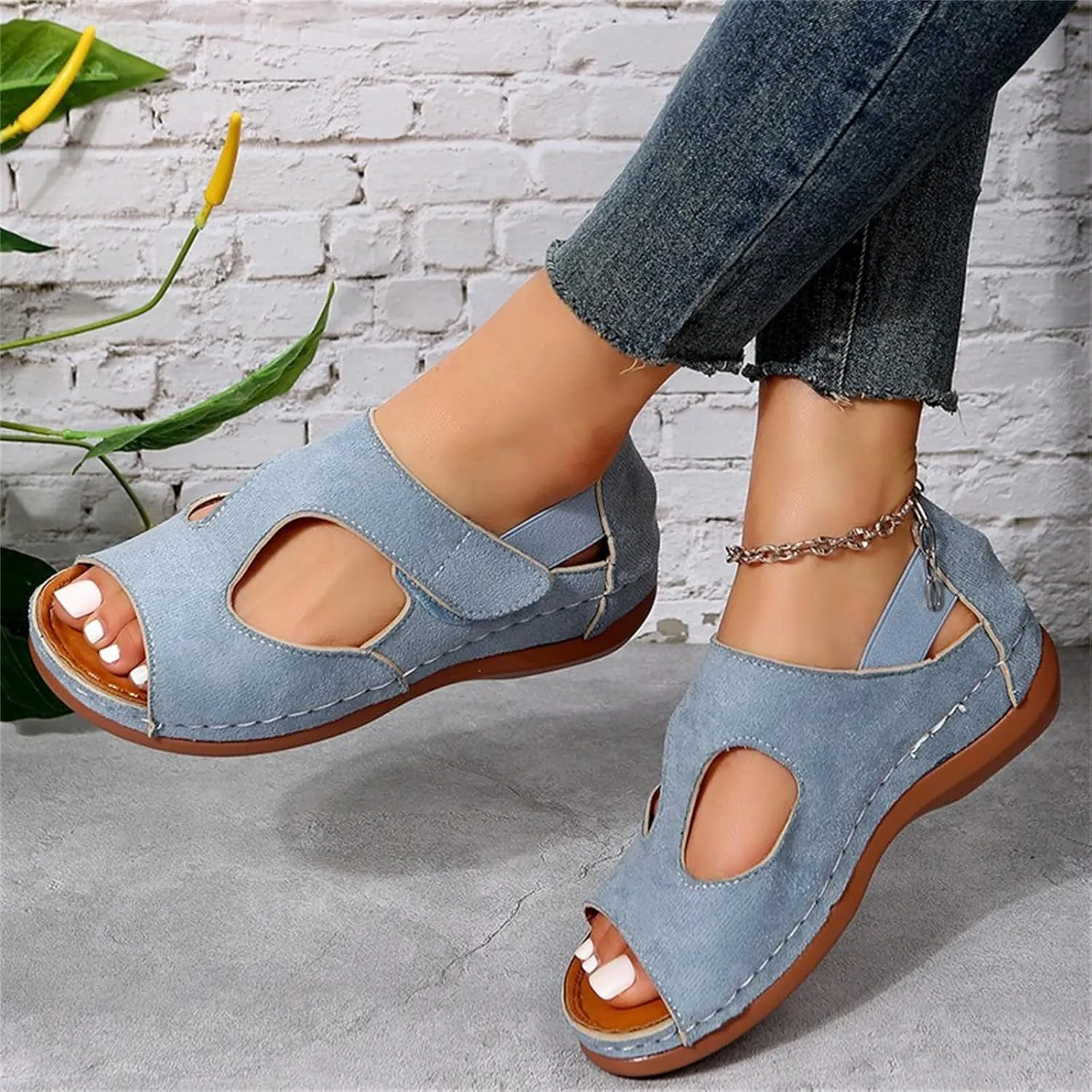 Ladmiple Sandals Women Wedge Comfortable Fashion Orthotic Slides Orthopedic Flip Flops With Plantar Fasciitis Arch Support