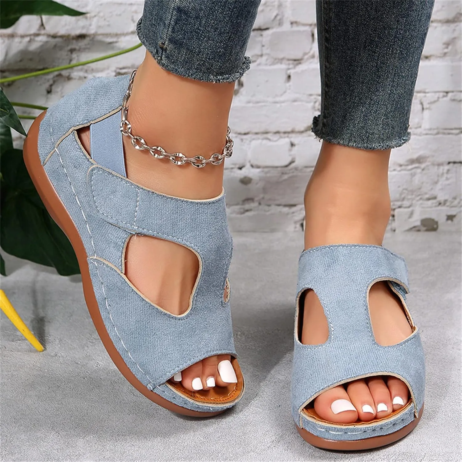 Ladmiple Sandals Women Wedge Comfortable Fashion Orthotic Slides Orthopedic Flip Flops With Plantar Fasciitis Arch Support