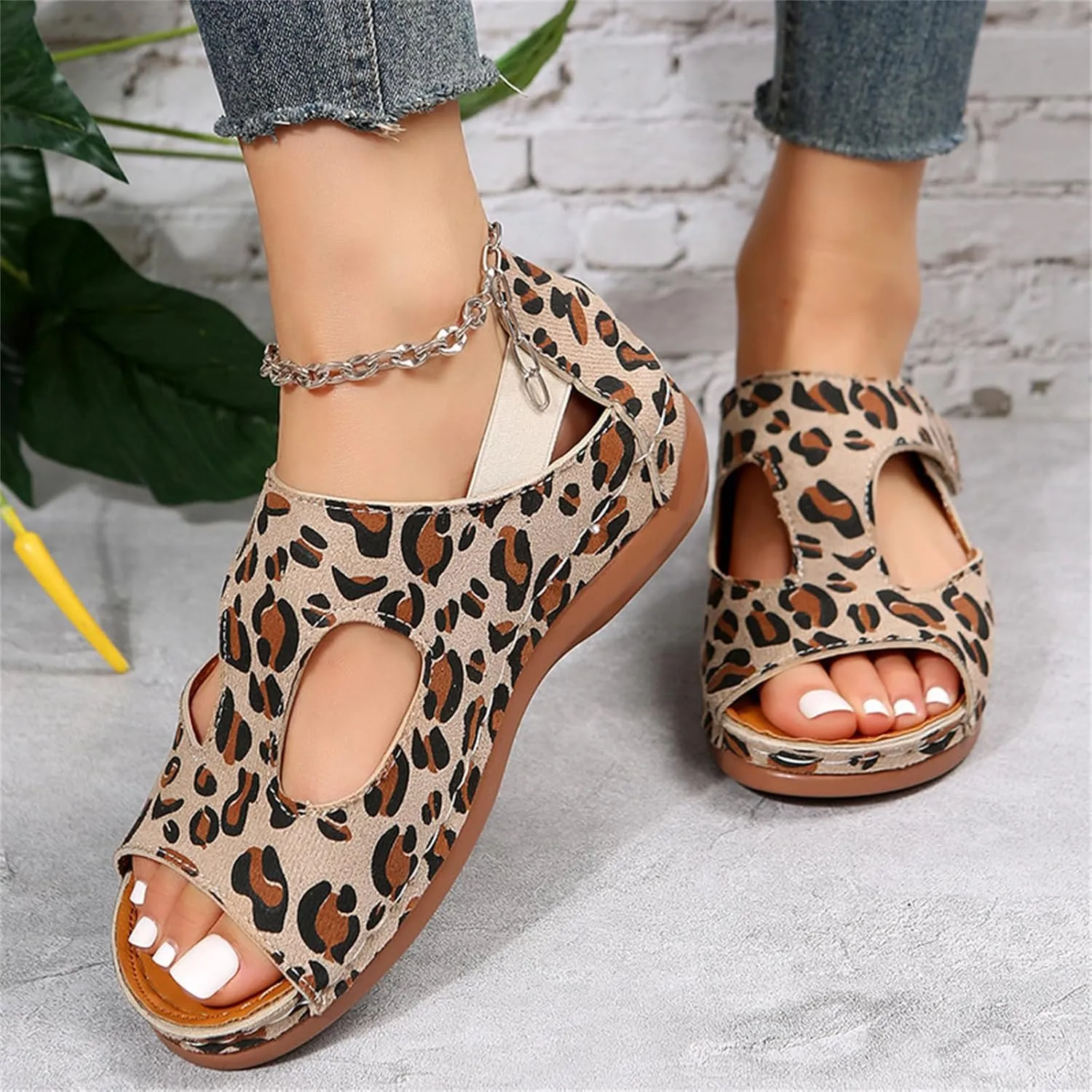 Ladmiple Sandals Women Wedge Comfortable Fashion Orthotic Slides Orthopedic Flip Flops With Plantar Fasciitis Arch Support