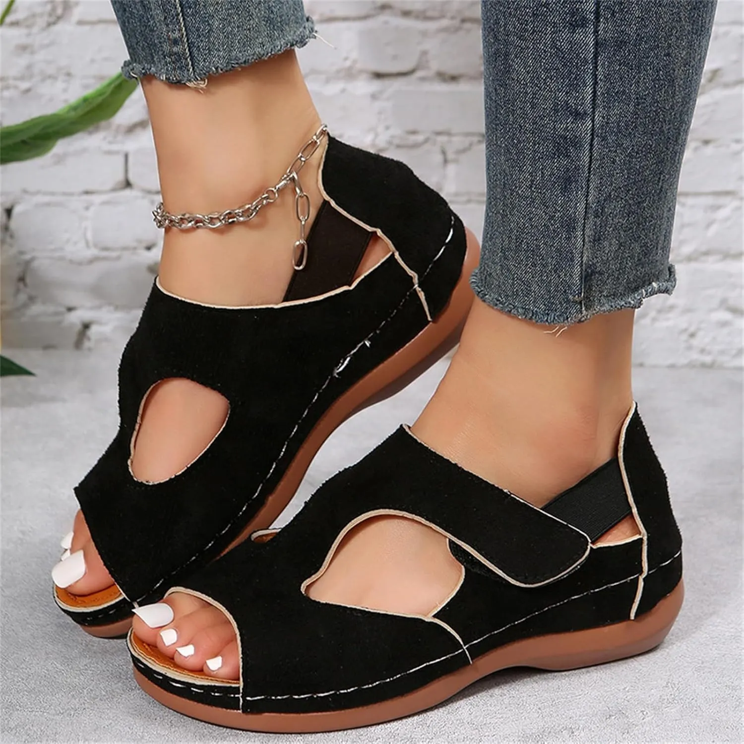 Ladmiple Sandals Women Wedge Comfortable Fashion Orthotic Slides Orthopedic Flip Flops With Plantar Fasciitis Arch Support