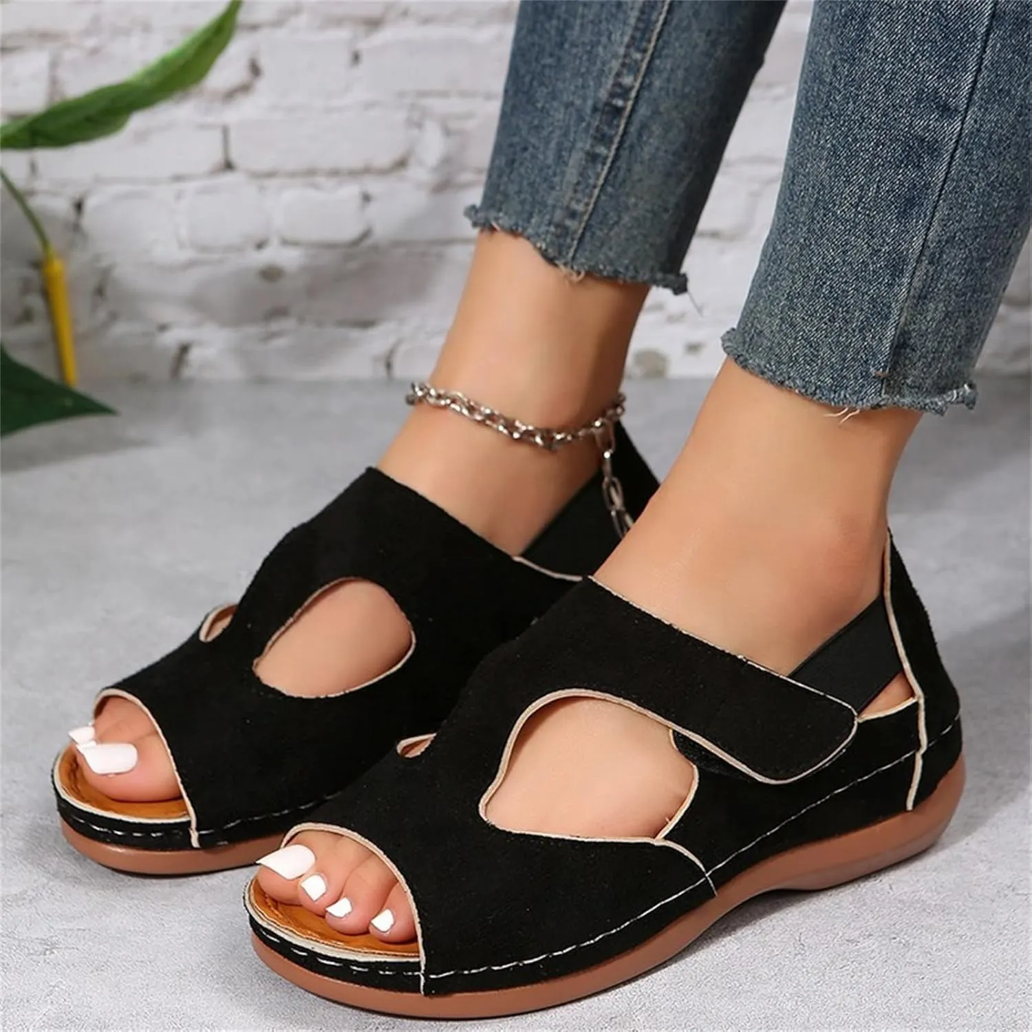Ladmiple Sandals Women Wedge Comfortable Fashion Orthotic Slides Orthopedic Flip Flops With Plantar Fasciitis Arch Support