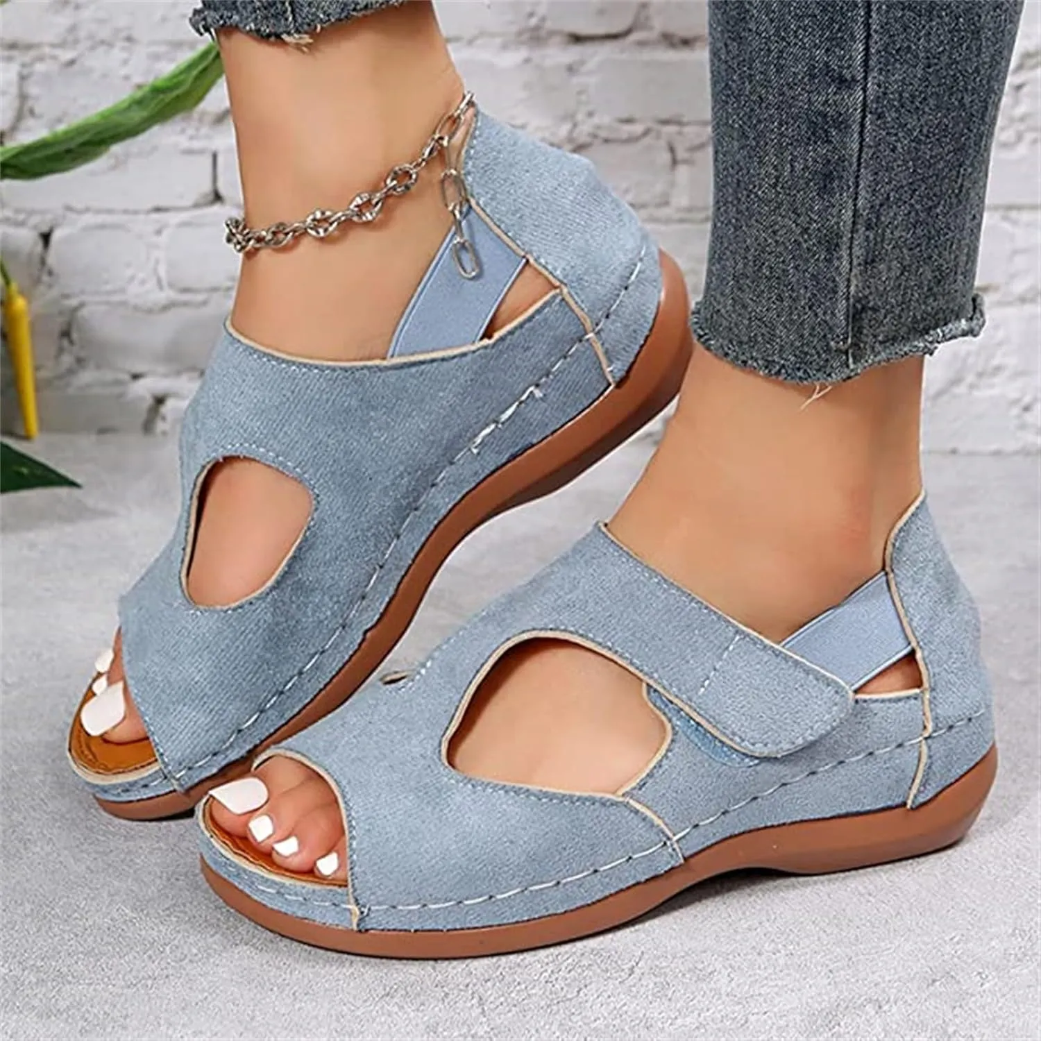 Ladmiple Sandals Women Wedge Comfortable Fashion Orthotic Slides Orthopedic Flip Flops With Plantar Fasciitis Arch Support