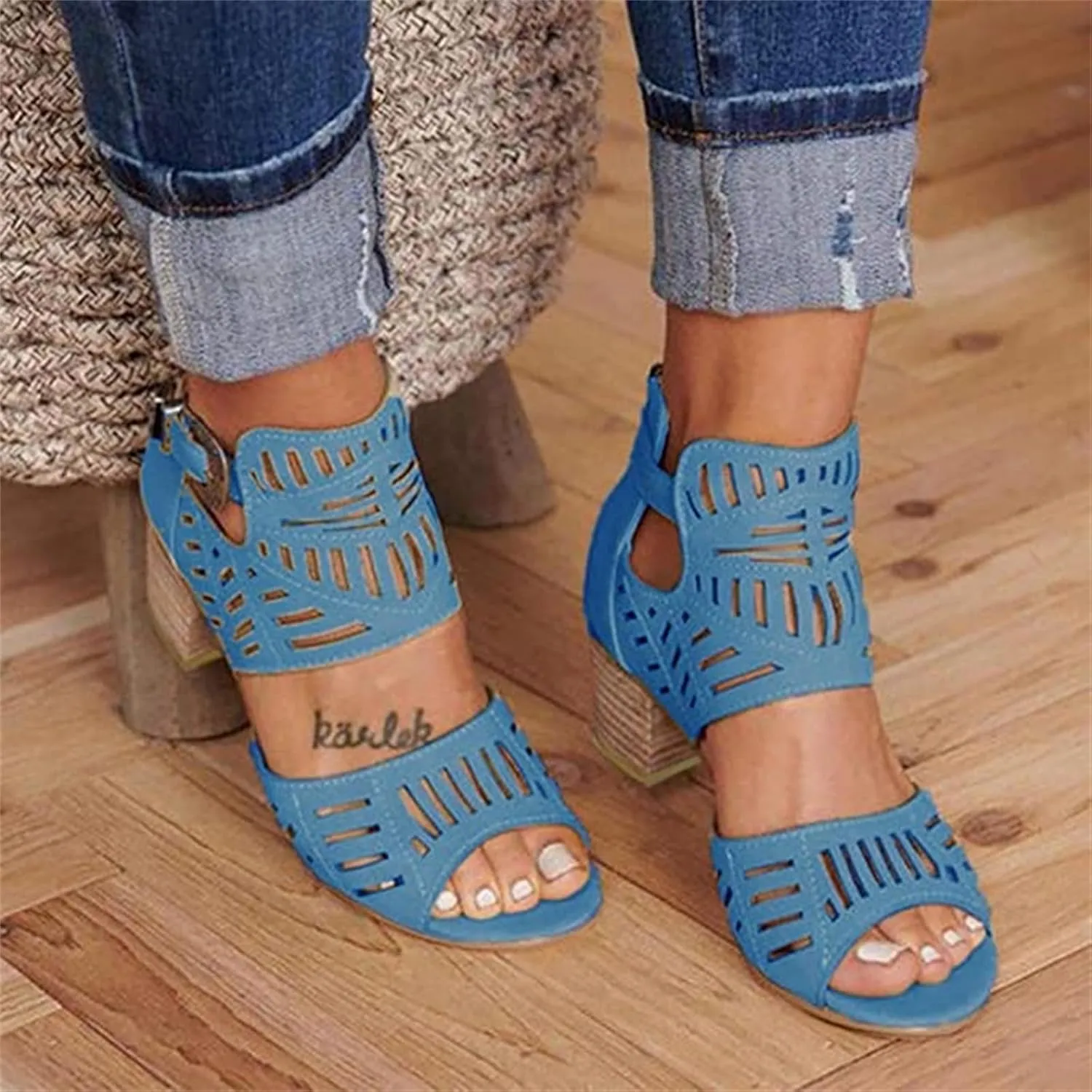 Ladmiple Wedge Sandals for Women Dressy Slip-On Sandal Summer Casual Beach Shoes Open Toe Ankle Buckle Platform Sandal