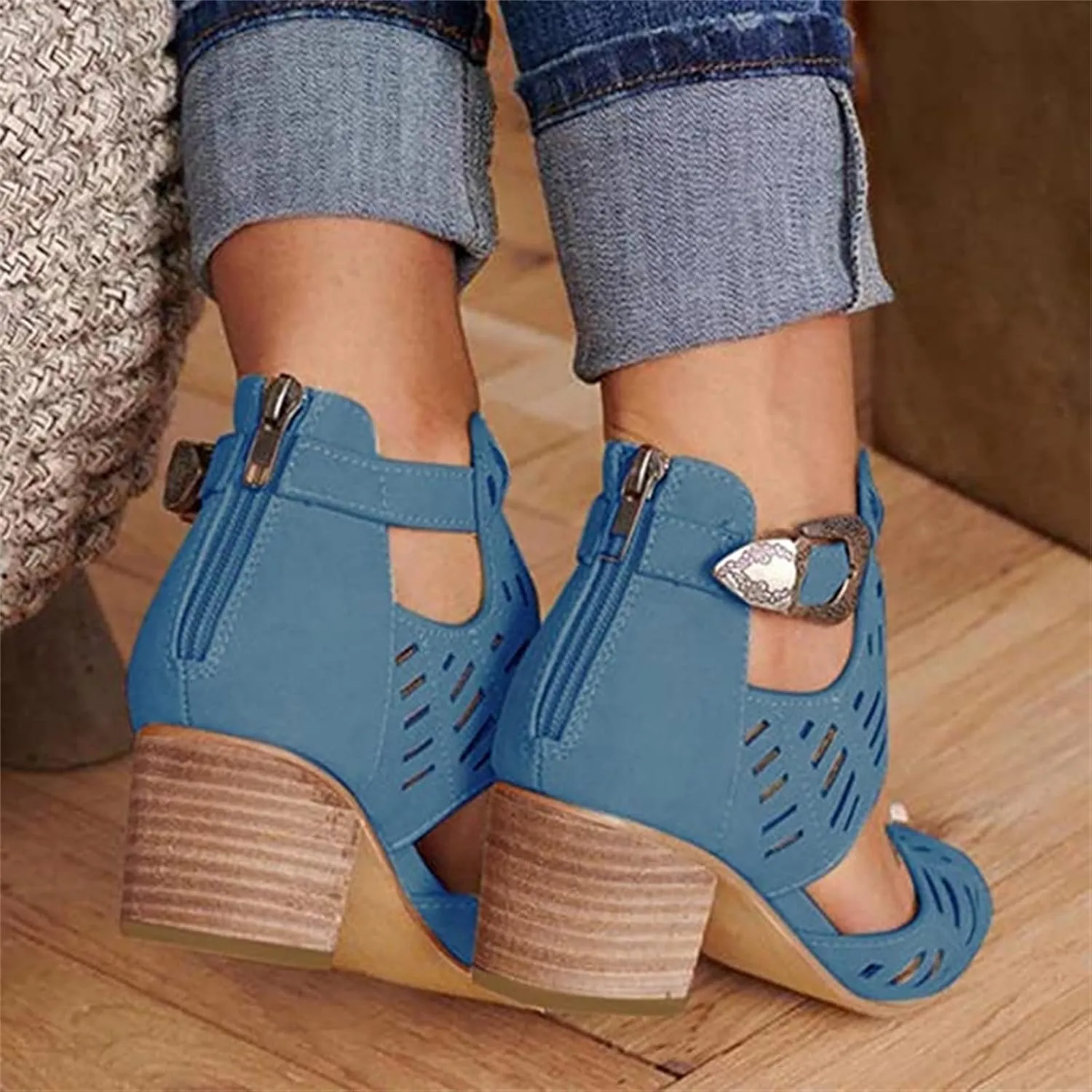 Ladmiple Wedge Sandals for Women Dressy Slip-On Sandal Summer Casual Beach Shoes Open Toe Ankle Buckle Platform Sandal