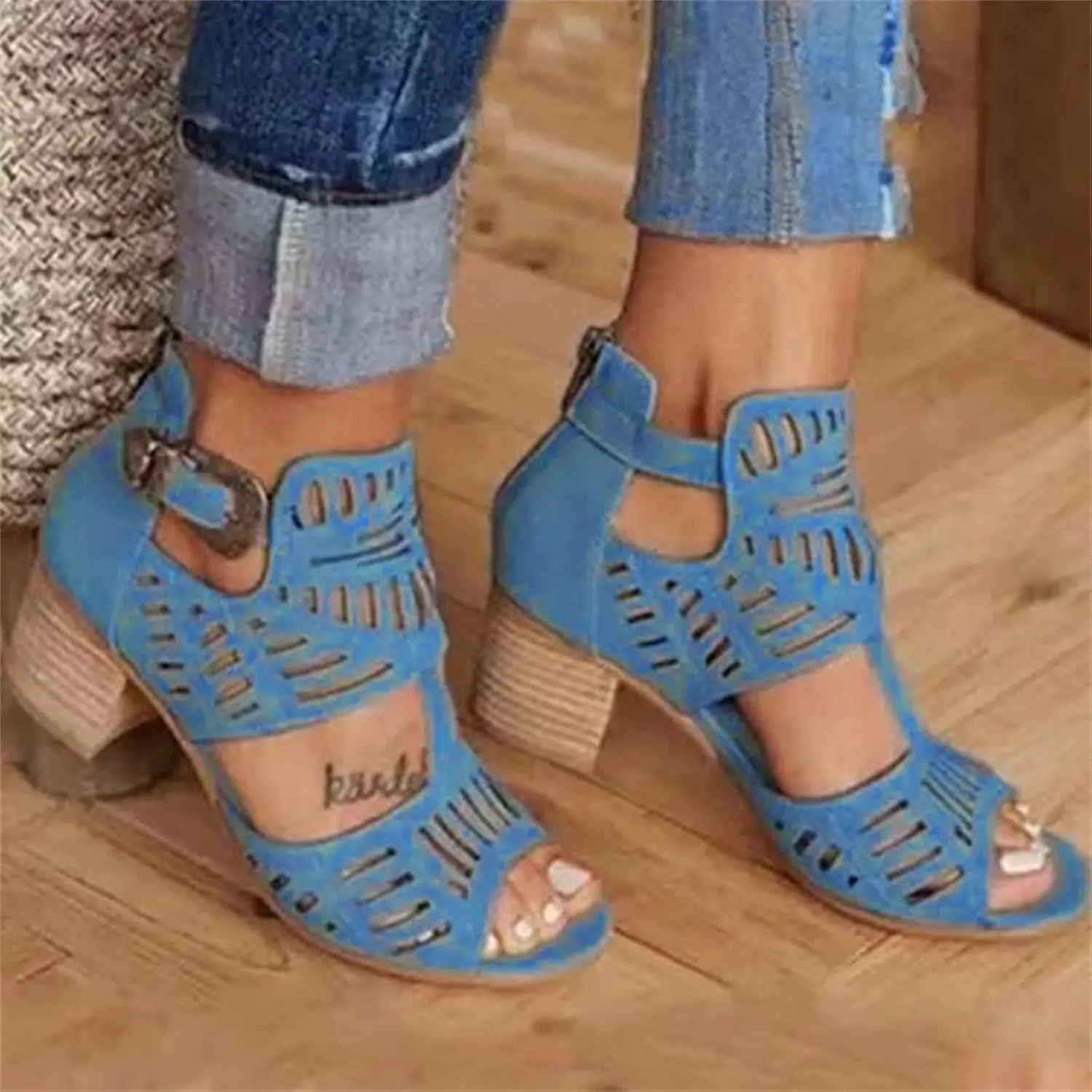 Ladmiple Wedge Sandals for Women Dressy Slip-On Sandal Summer Casual Beach Shoes Open Toe Ankle Buckle Platform Sandal