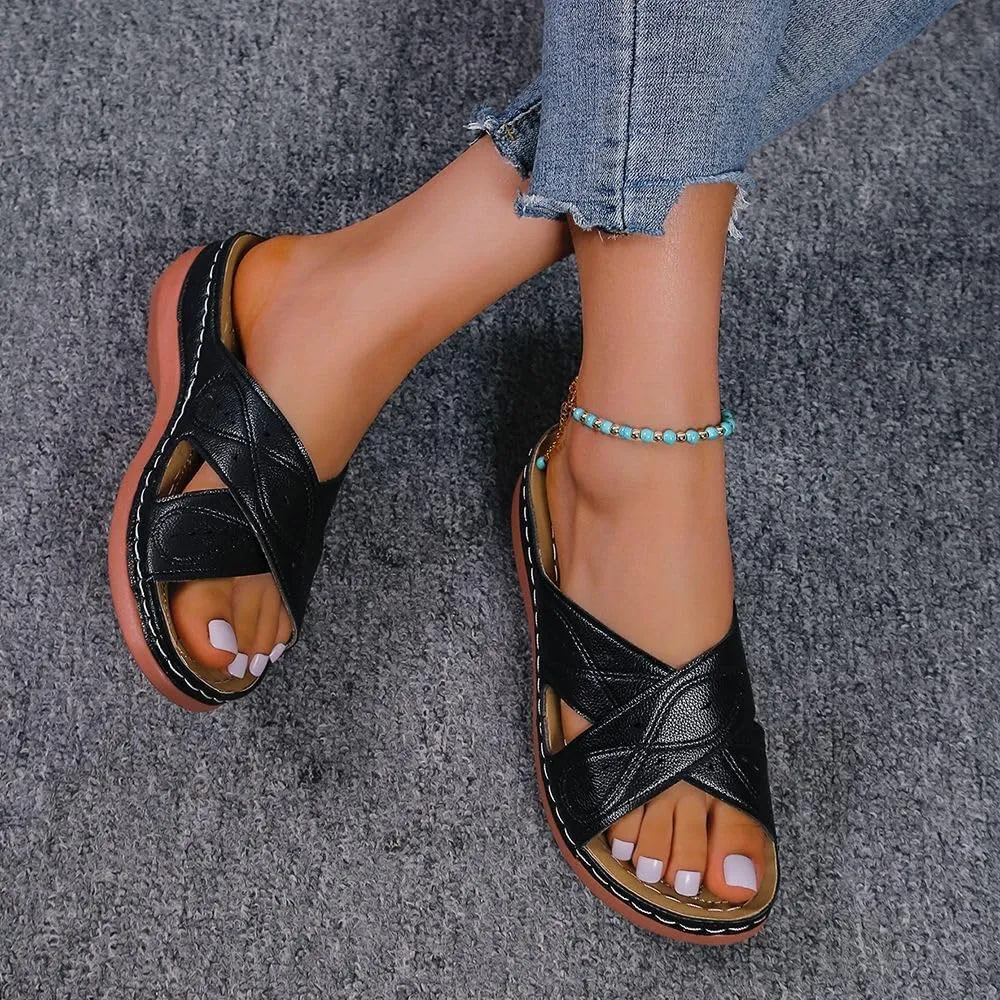 Ladmiple Womens Sandals Comfortable Walking Open Toe Arch Support Orthotic Slides Dressy Summer Orthopedic Flip Flops 2024
