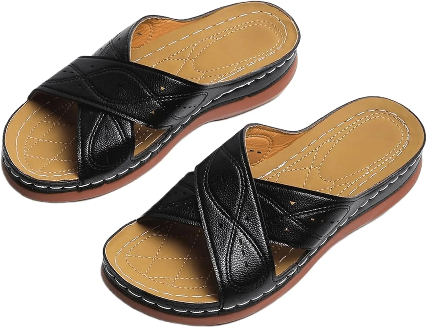 Ladmiple Womens Sandals Comfortable Walking Open Toe Arch Support Orthotic Slides Dressy Summer Orthopedic Flip Flops 2024