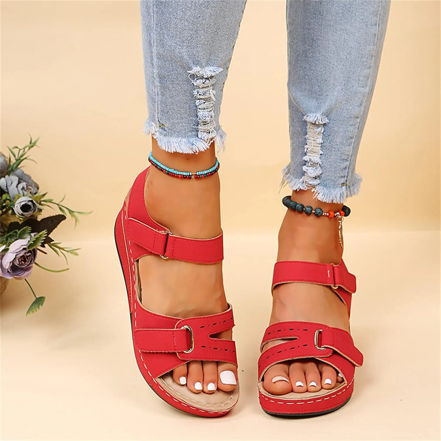 Ladmiple Women's Sandals Comfortable Walking Orthopedic Flip Flops Dressy Orthotic Slides Summer Shoes with Arch Support