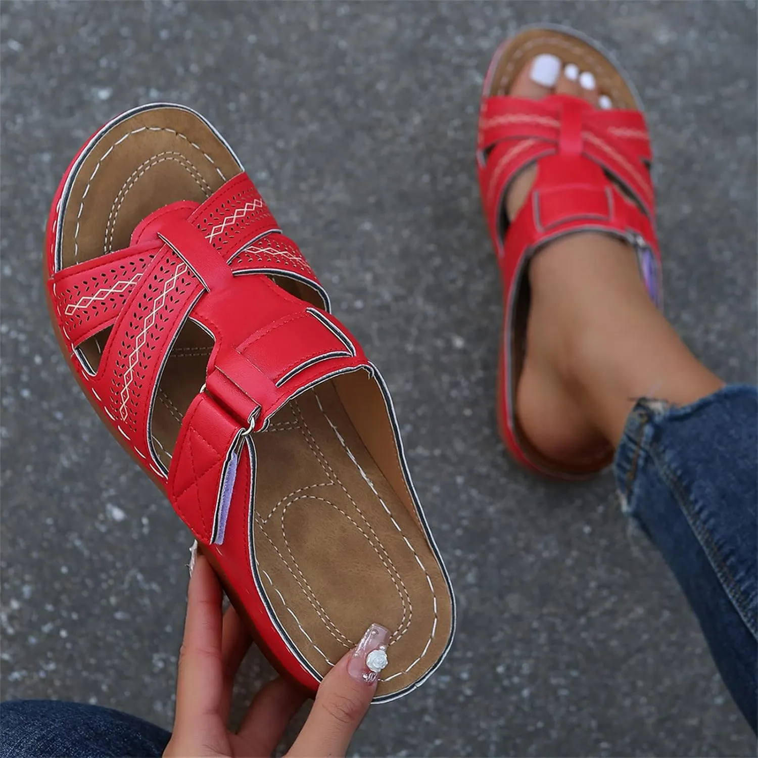 Ladmiple Womens Sandals With Arch Support Walking Comfortable Dressy Casual Summer Slip On Orthopedic Orthotic Flip Flops