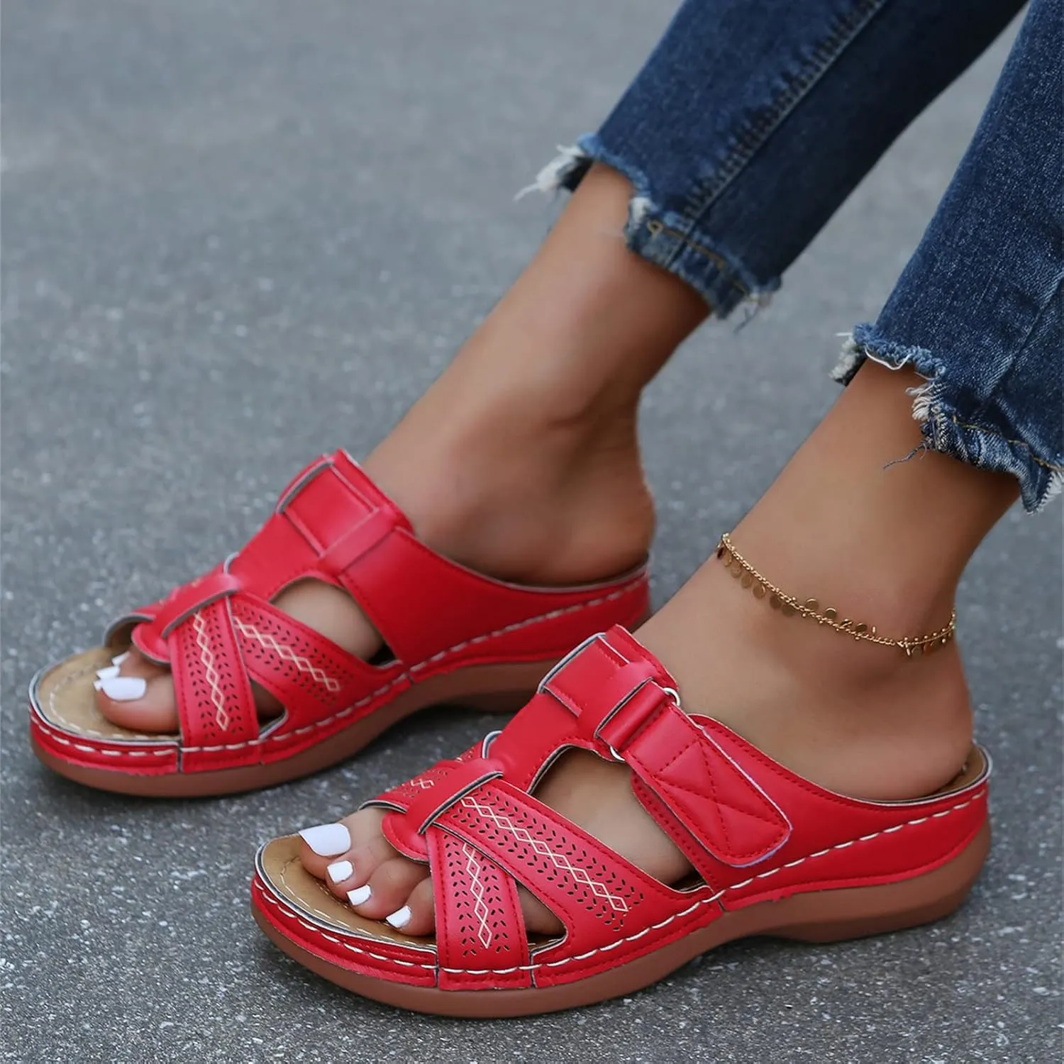 Ladmiple Womens Sandals With Arch Support Walking Comfortable Dressy Casual Summer Slip On Orthopedic Orthotic Flip Flops