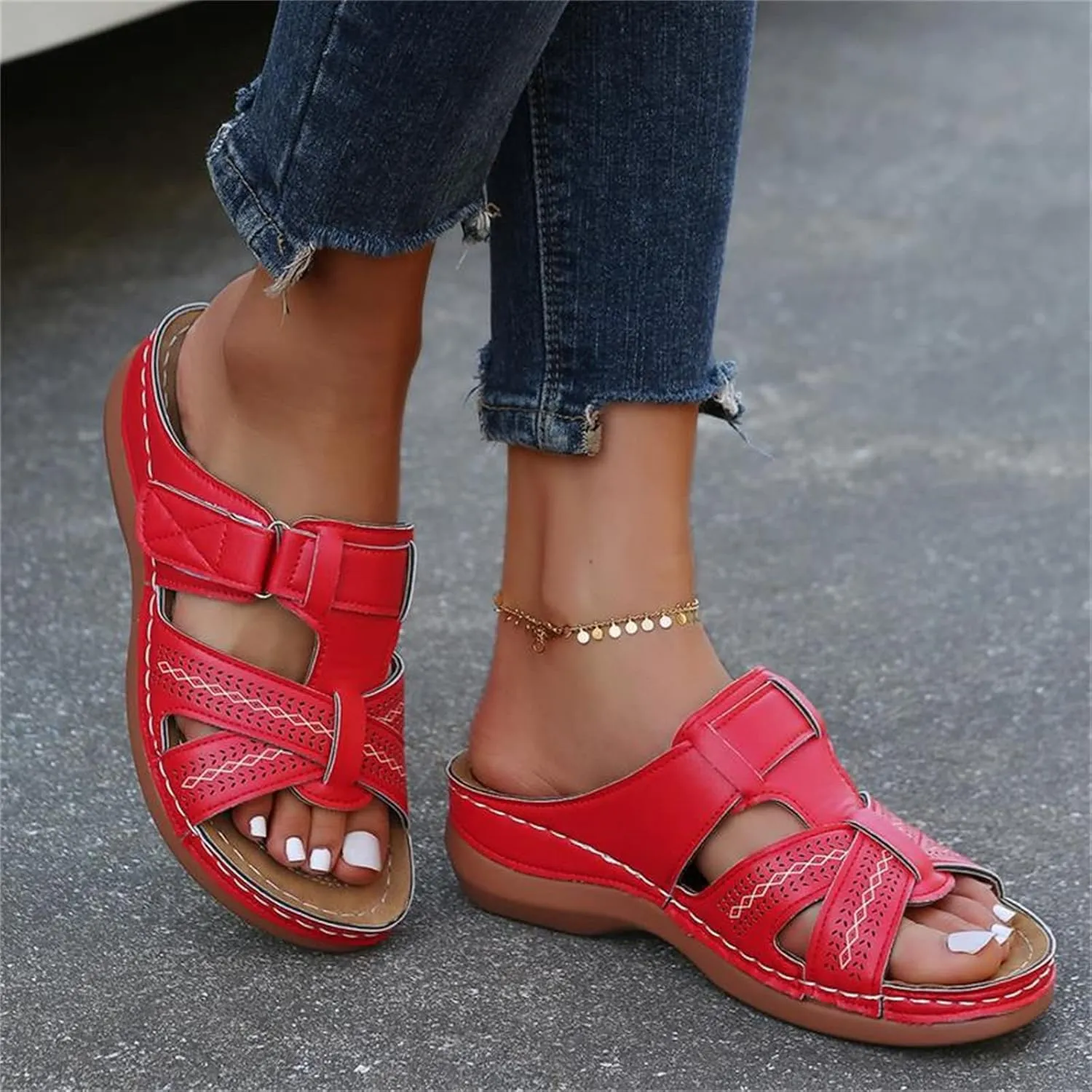 Ladmiple Womens Sandals With Arch Support Walking Comfortable Dressy Casual Summer Slip On Orthopedic Orthotic Flip Flops