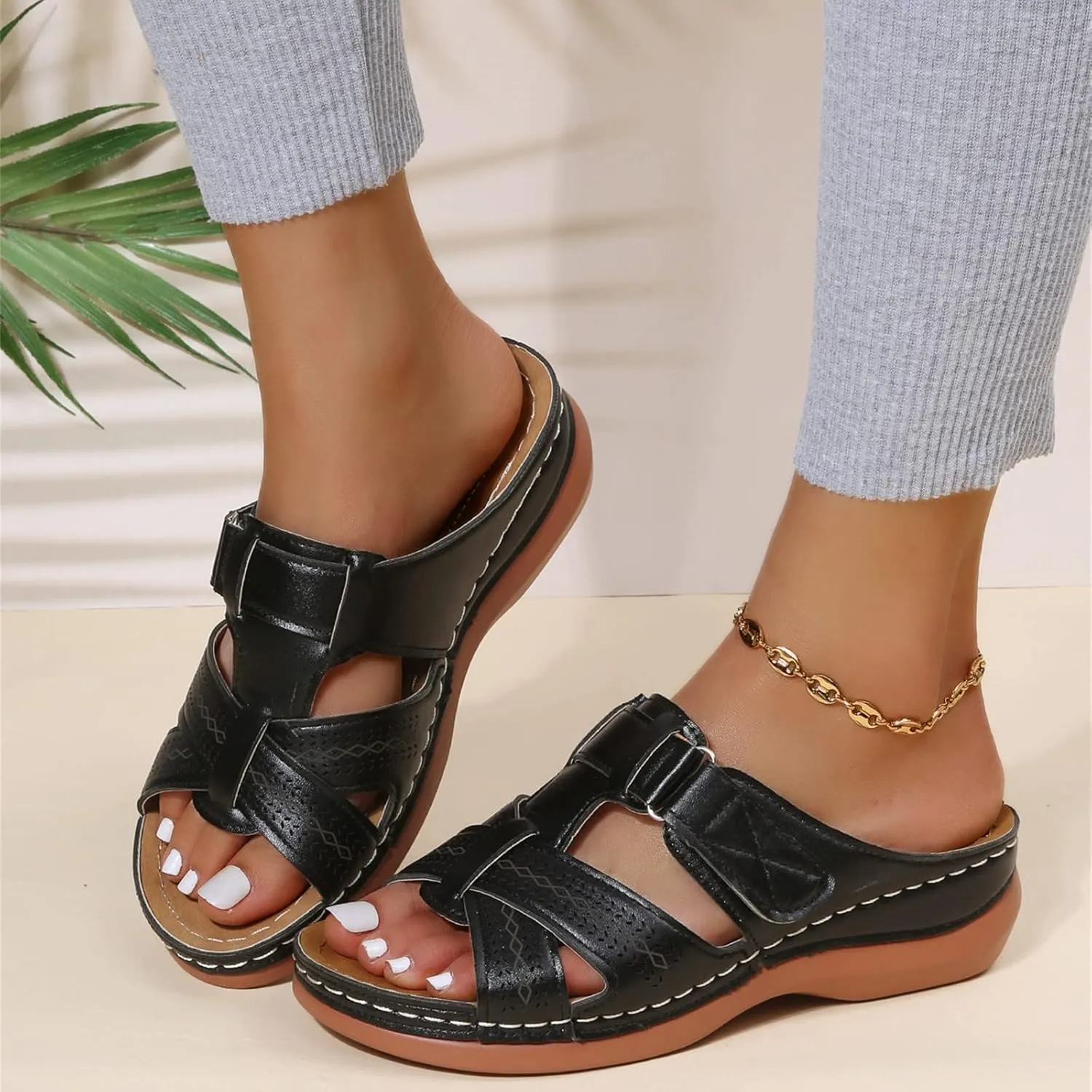 Ladmiple Womens Sandals With Arch Support Walking Comfortable Dressy Casual Summer Slip On Orthopedic Orthotic Flip Flops