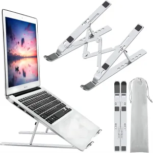 Laptop Stand for Desk, Ergonomic Design Adjustable Aluminum Foldable Portable Computer Stand, Compatible with MacBook Air Pro, HP, Lenovo, Dell, More 10-15.6Inch and Tablets (Silver)