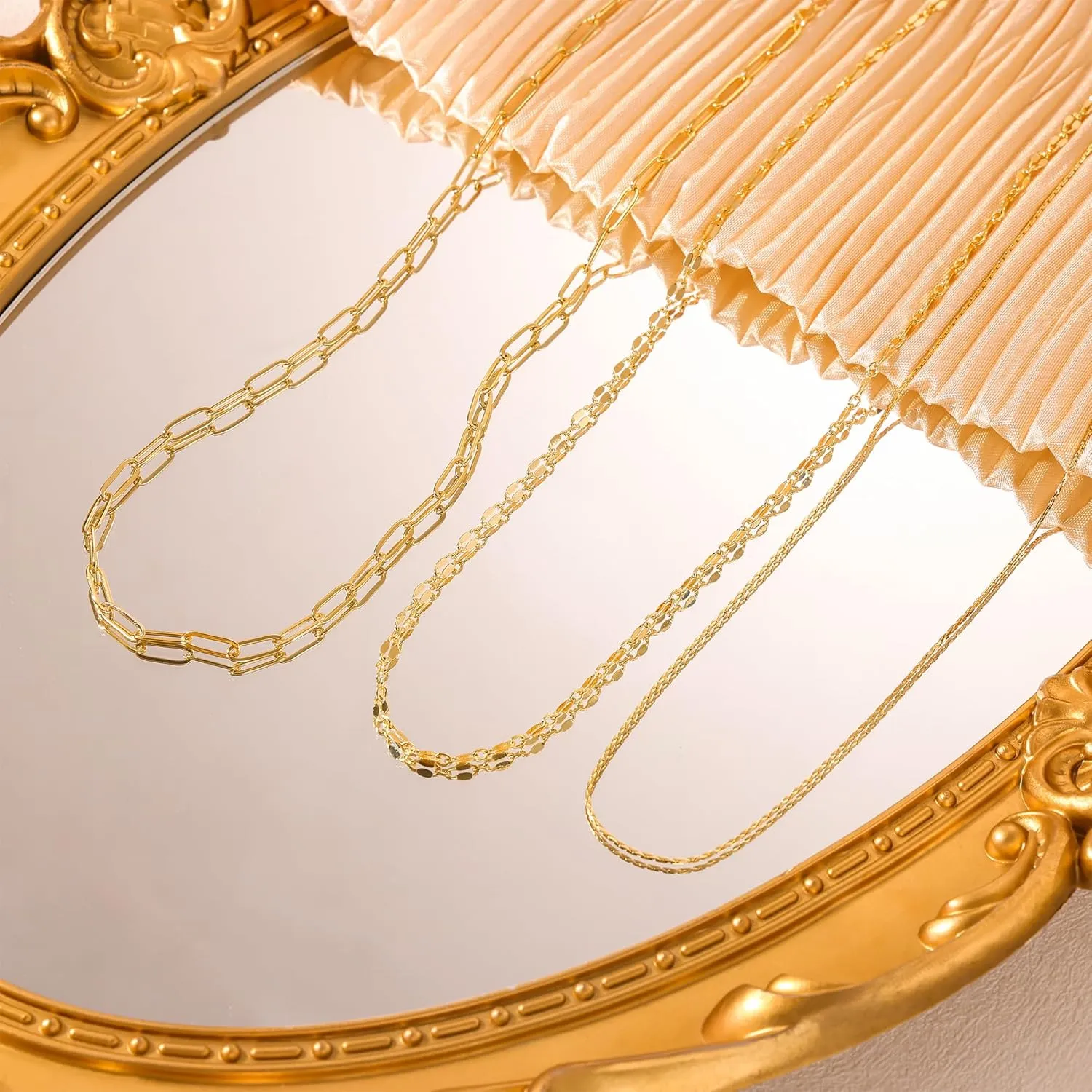 Layered Gold Necklaces for Women,Dainty 14k Gold/Sliver Chain Necklace Stack Herringbone Box Paperclip Choker Necklaces Set Trendy Simple Non Tarnish Gold Jewerly Gifts for Women