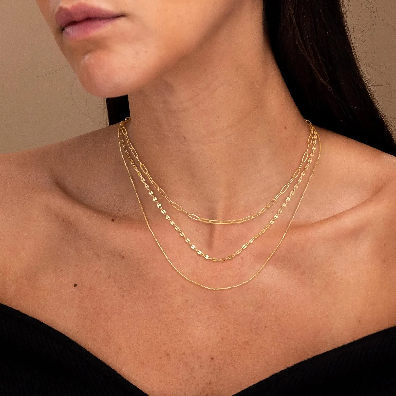 Layered Gold Necklaces for Women,Dainty 14k Gold/Sliver Chain Necklace Stack Herringbone Box Paperclip Choker Necklaces Set Trendy Simple Non Tarnish Gold Jewerly Gifts for Women