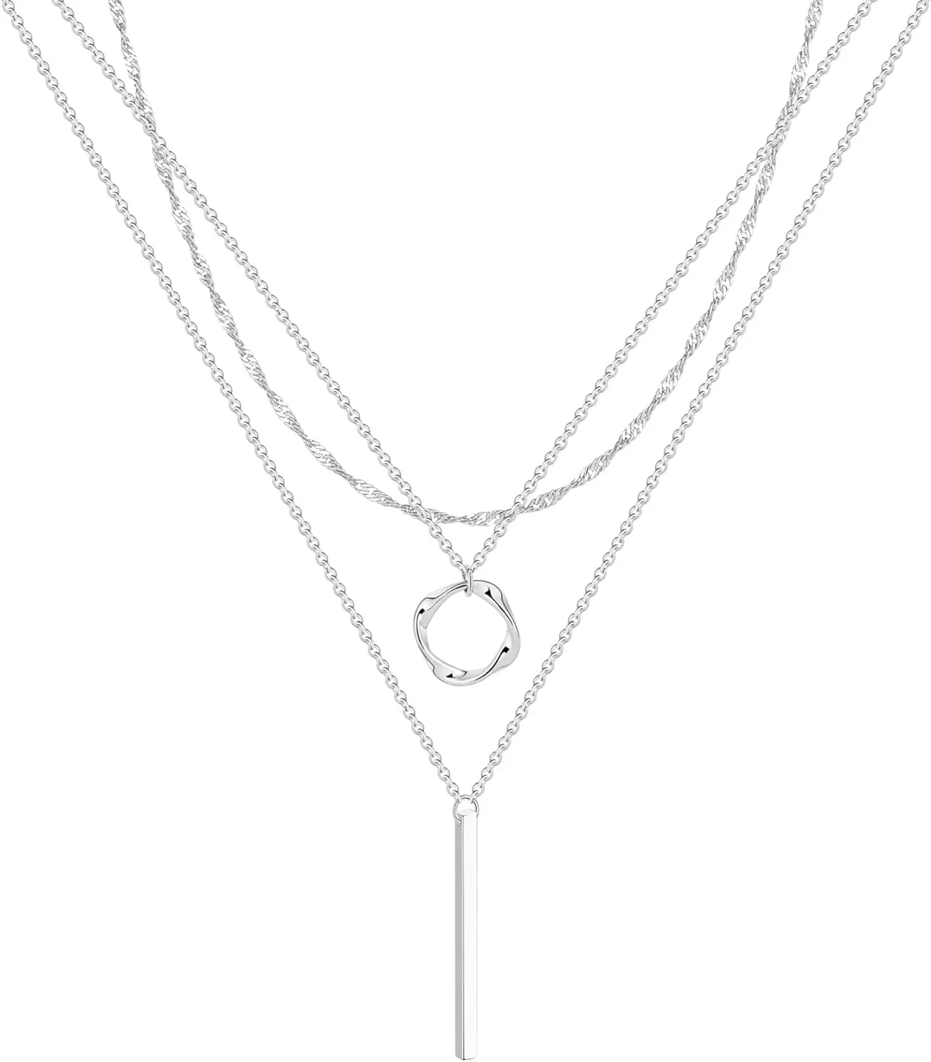 Layered Necklaces for Women Stackable Dainty 14K Real Gold Plated/Silver Chain Necklace Layering for Women Adjustable Chain Cute Fashion Pendant Choker Necklaces Trendy Jewelry Set Gift 