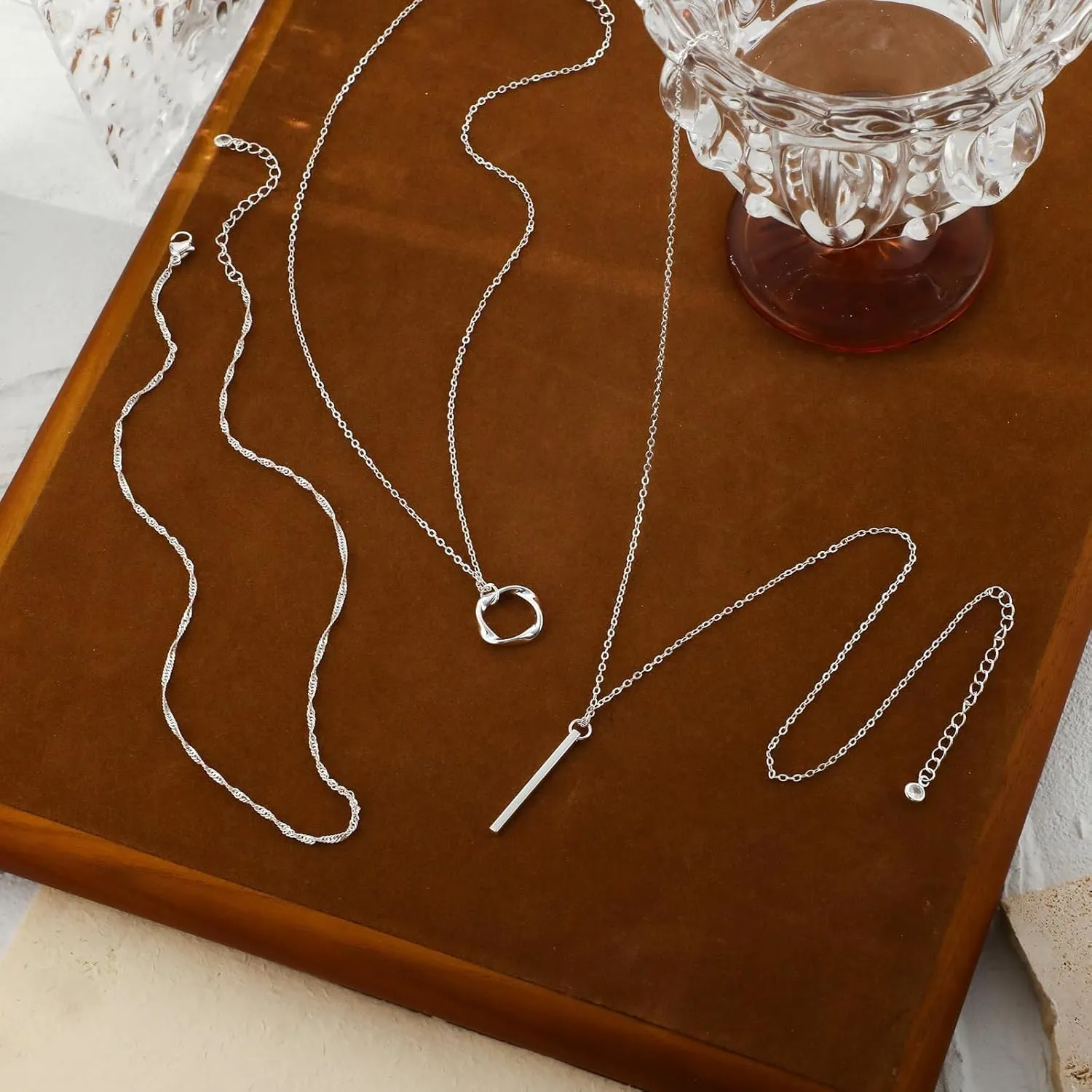 Layered Necklaces for Women Stackable Dainty 14K Real Gold Plated/Silver Chain Necklace Layering for Women Adjustable Chain Cute Fashion Pendant Choker Necklaces Trendy Jewelry Set Gift 