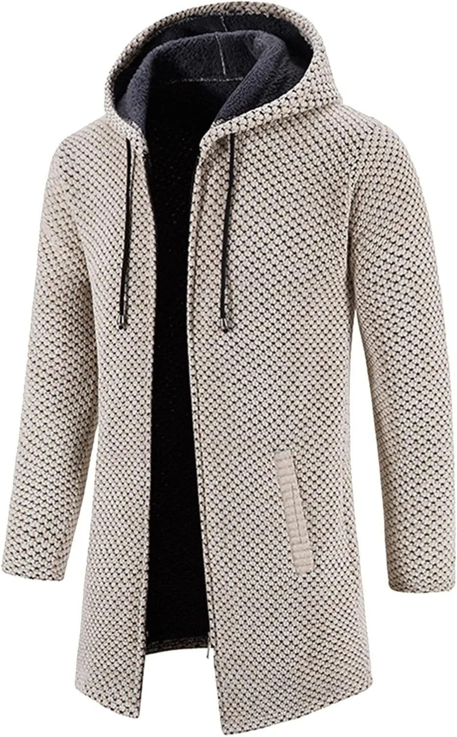 LCMTWX Winter Jackets for Men Plaid Print Hooded Zipper Pocket Long Sleeve Shirt Patchwork Jacket Loose Winter Coats for