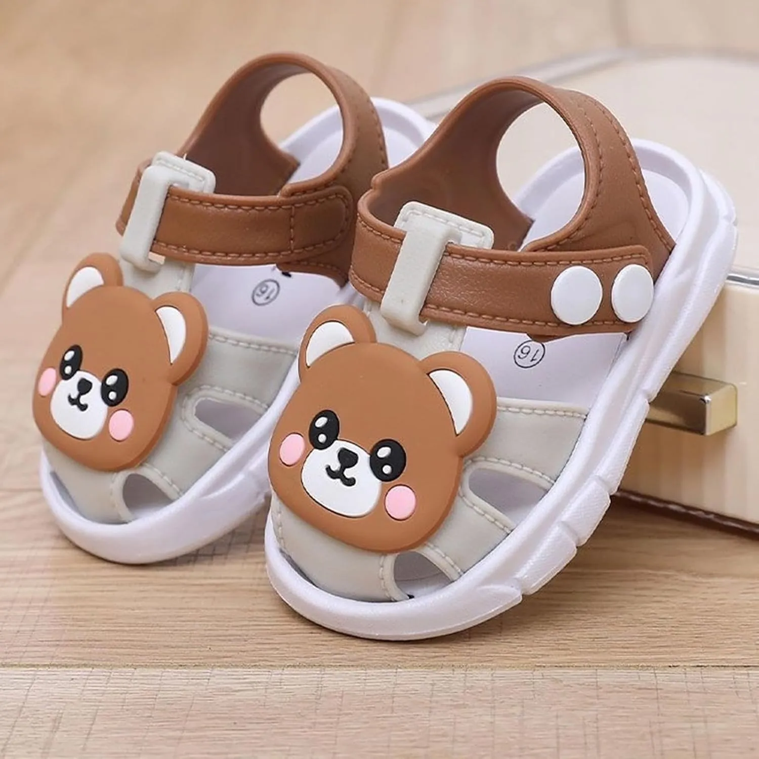 Leather Shoes Sandals for Girls Children's Casual Sandals For Infants And Young Children Closed Toe Toddler Shoes Soft Bottom Non Slip Girls Baby Cartoon Bear