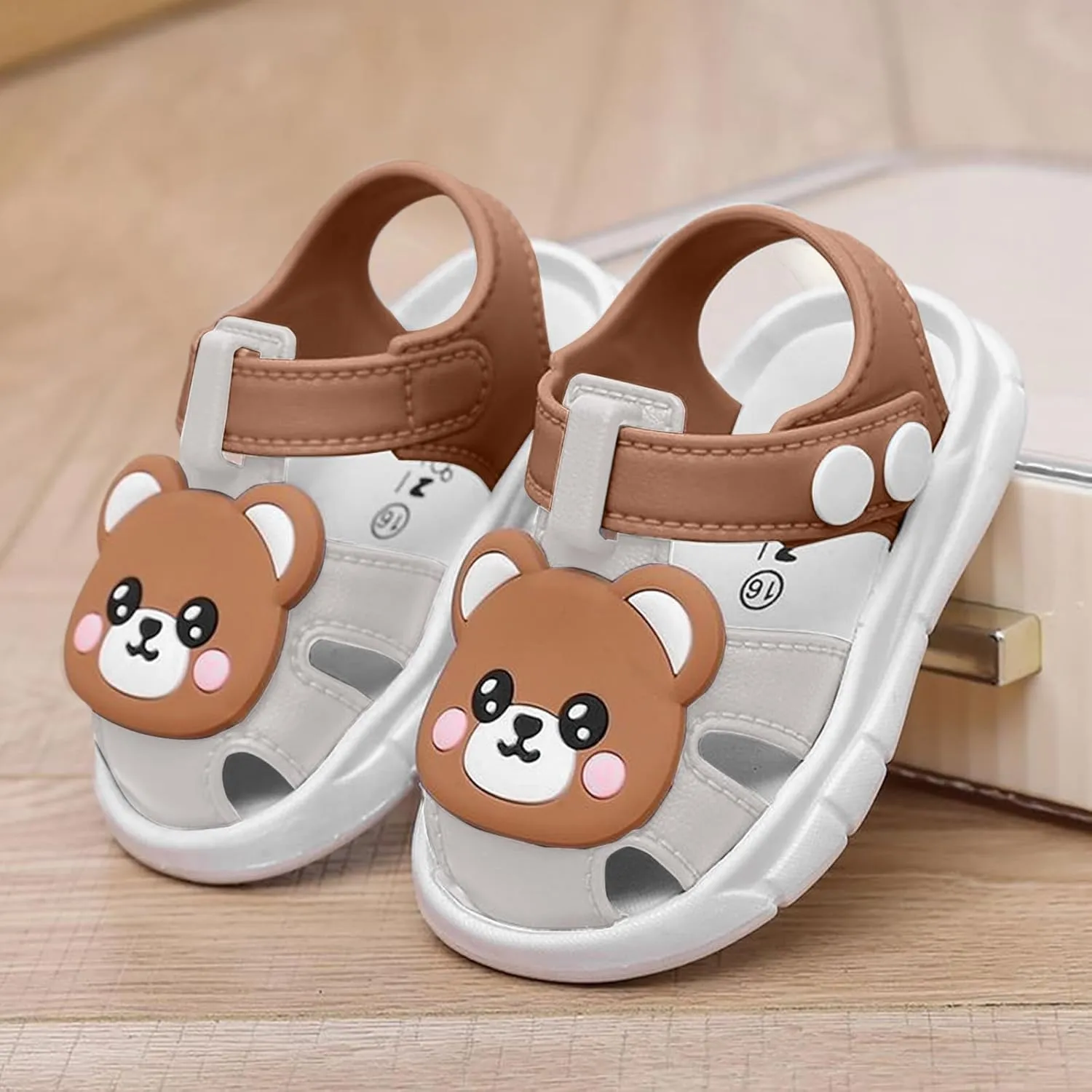 Leather Shoes Sandals for Girls Children's Casual Sandals For Infants And Young Children Closed Toe Toddler Shoes Soft Bottom Non Slip Girls Baby Cartoon Bear